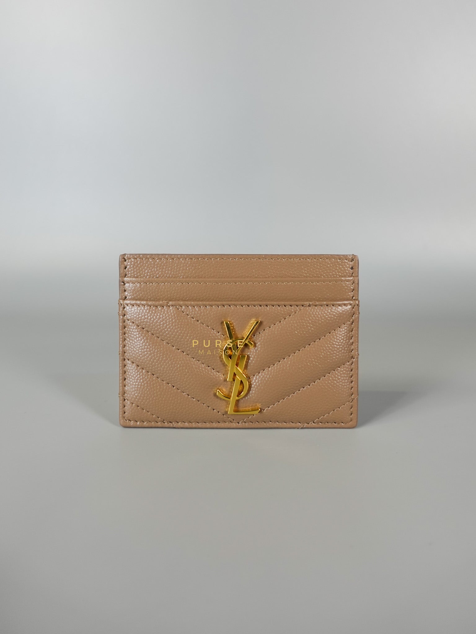 Matelasse Leather in Nude Monogram Card Holder | Purse Maison Luxury Bags Shop