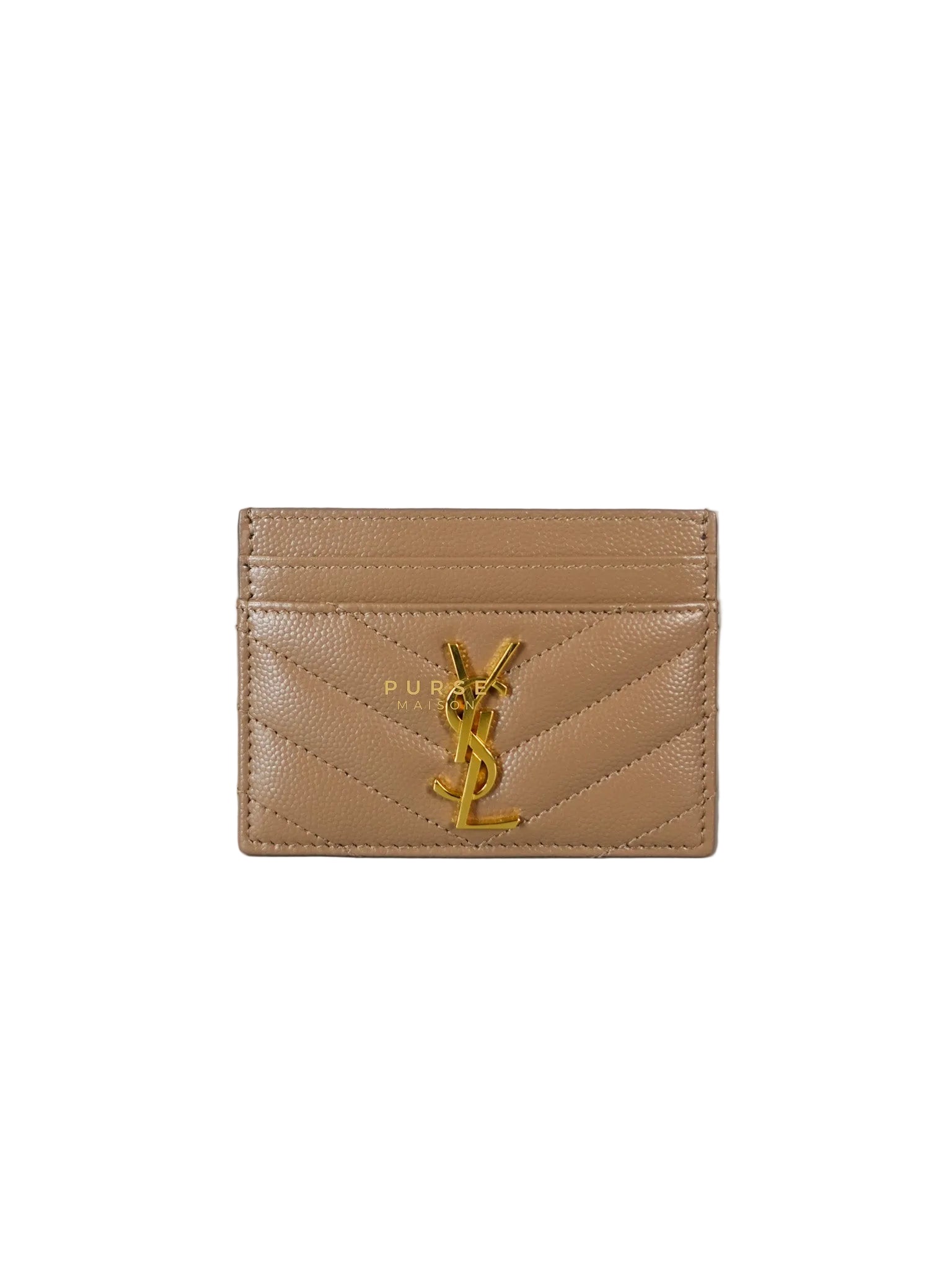 Matelasse Leather in Nude Monogram Card Holder | Purse Maison Luxury Bags Shop