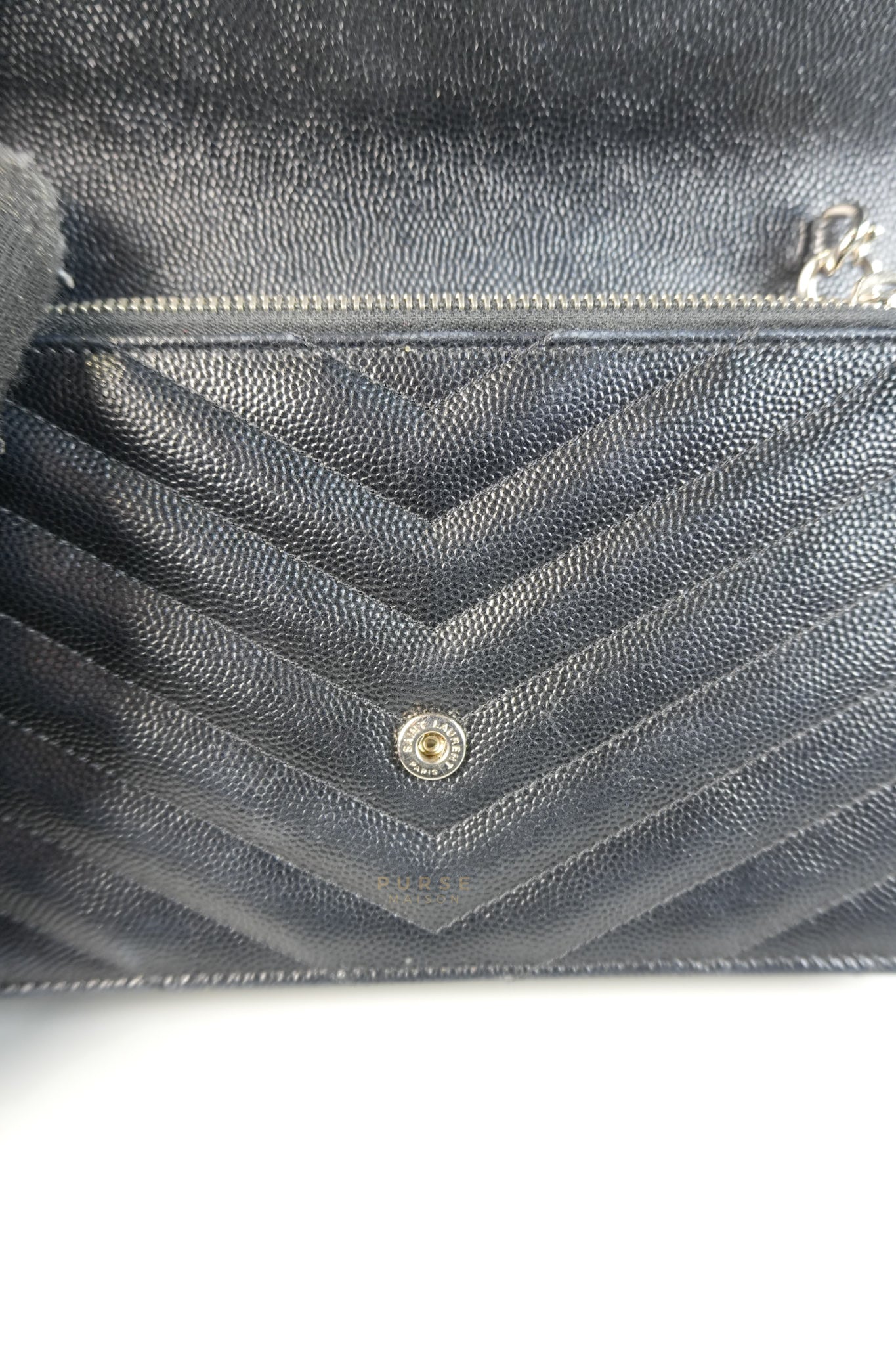 Matelasse Leather Monogram Envelope Wallet on Chain in Black | Purse Maison Luxury Bags Shop