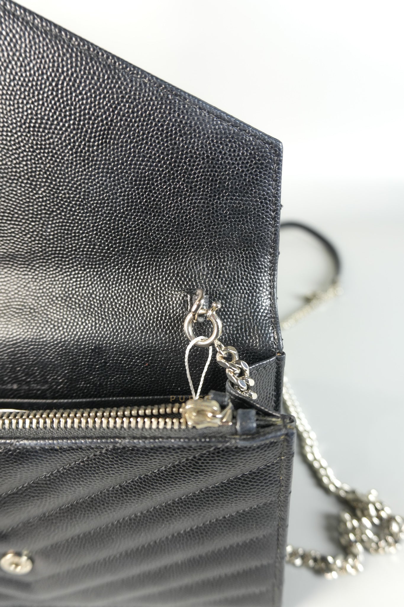 Matelasse Leather Monogram Envelope Wallet on Chain in Black | Purse Maison Luxury Bags Shop