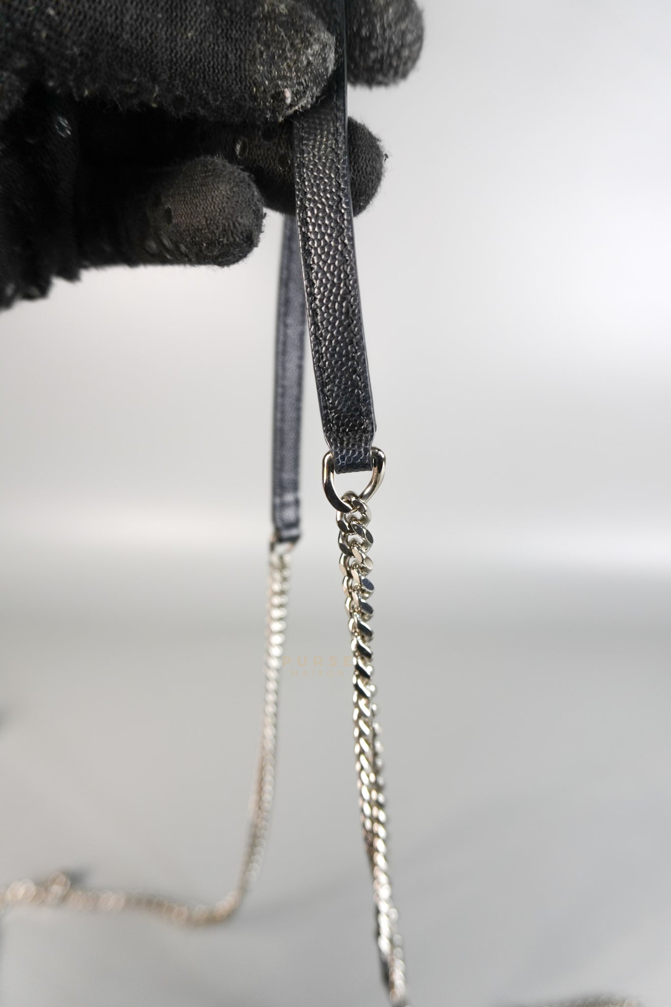 Matelasse Leather Monogram Envelope Wallet on Chain in Black | Purse Maison Luxury Bags Shop