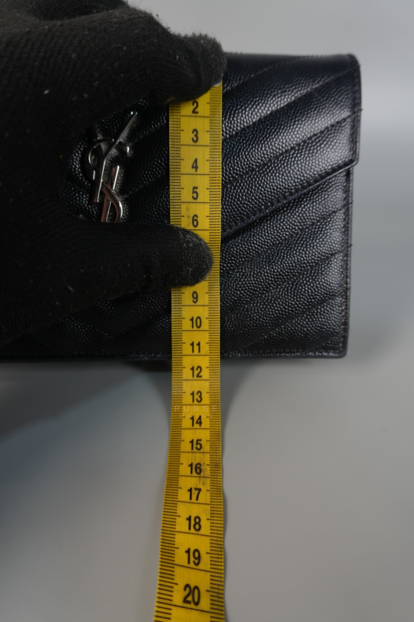 Matelasse Leather Monogram Envelope Wallet on Chain in Black | Purse Maison Luxury Bags Shop