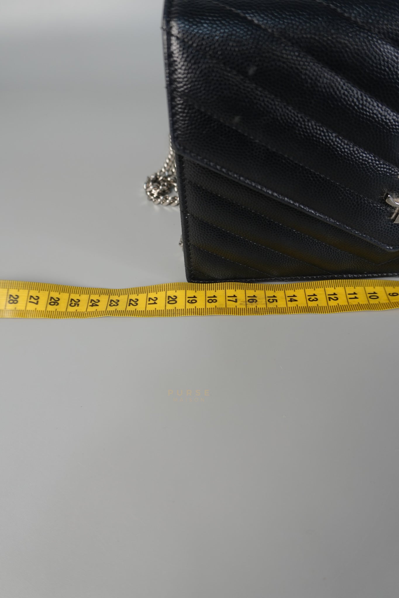Matelasse Leather Monogram Envelope Wallet on Chain in Black | Purse Maison Luxury Bags Shop