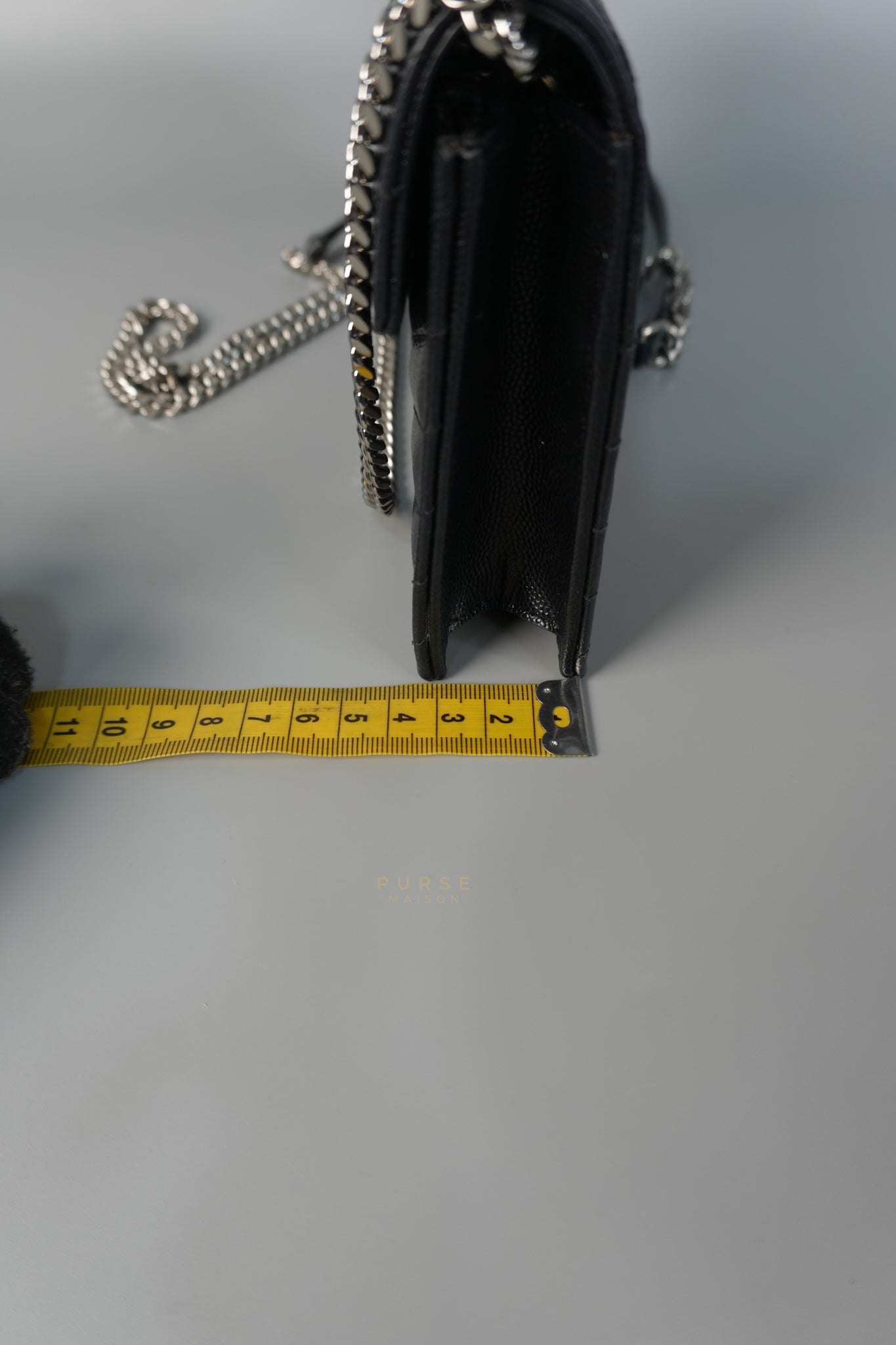 Matelasse Leather Monogram Envelope Wallet on Chain in Black | Purse Maison Luxury Bags Shop