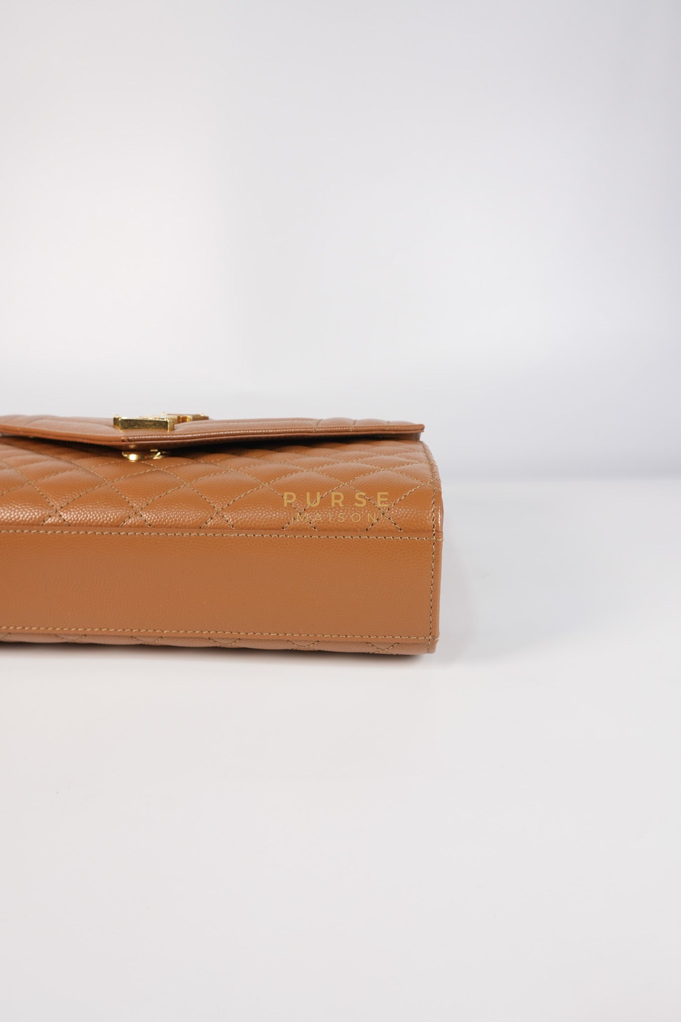 Matelasse Medium Envelope Bag in Caramel Grain de Poudre Leather | Purse Maison Luxury Bags Shop