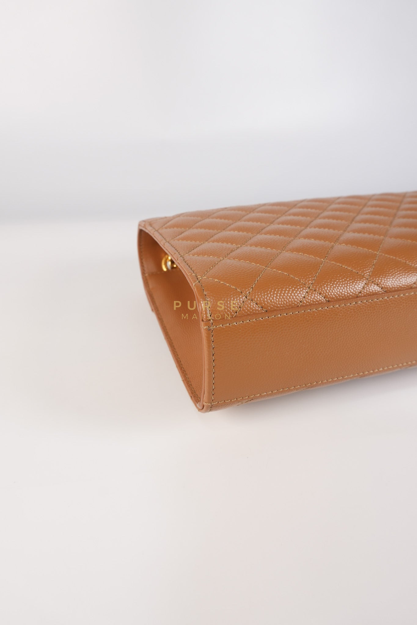 Matelasse Medium Envelope Bag in Caramel Grain de Poudre Leather | Purse Maison Luxury Bags Shop