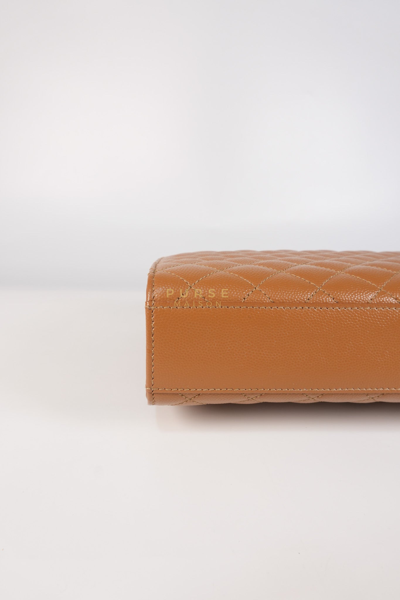 Matelasse Medium Envelope Bag in Caramel Grain de Poudre Leather | Purse Maison Luxury Bags Shop