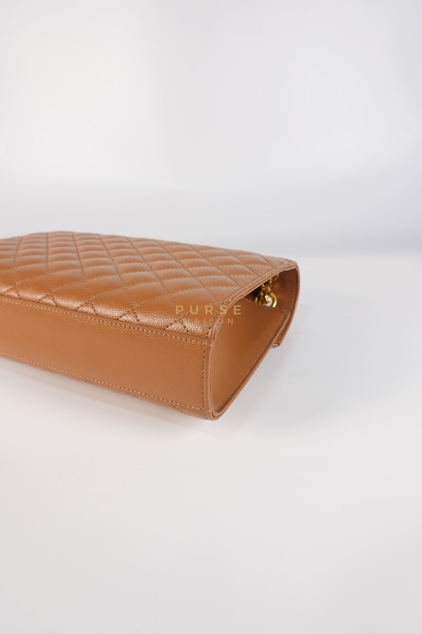 Matelasse Medium Envelope Bag in Caramel Grain de Poudre Leather | Purse Maison Luxury Bags Shop