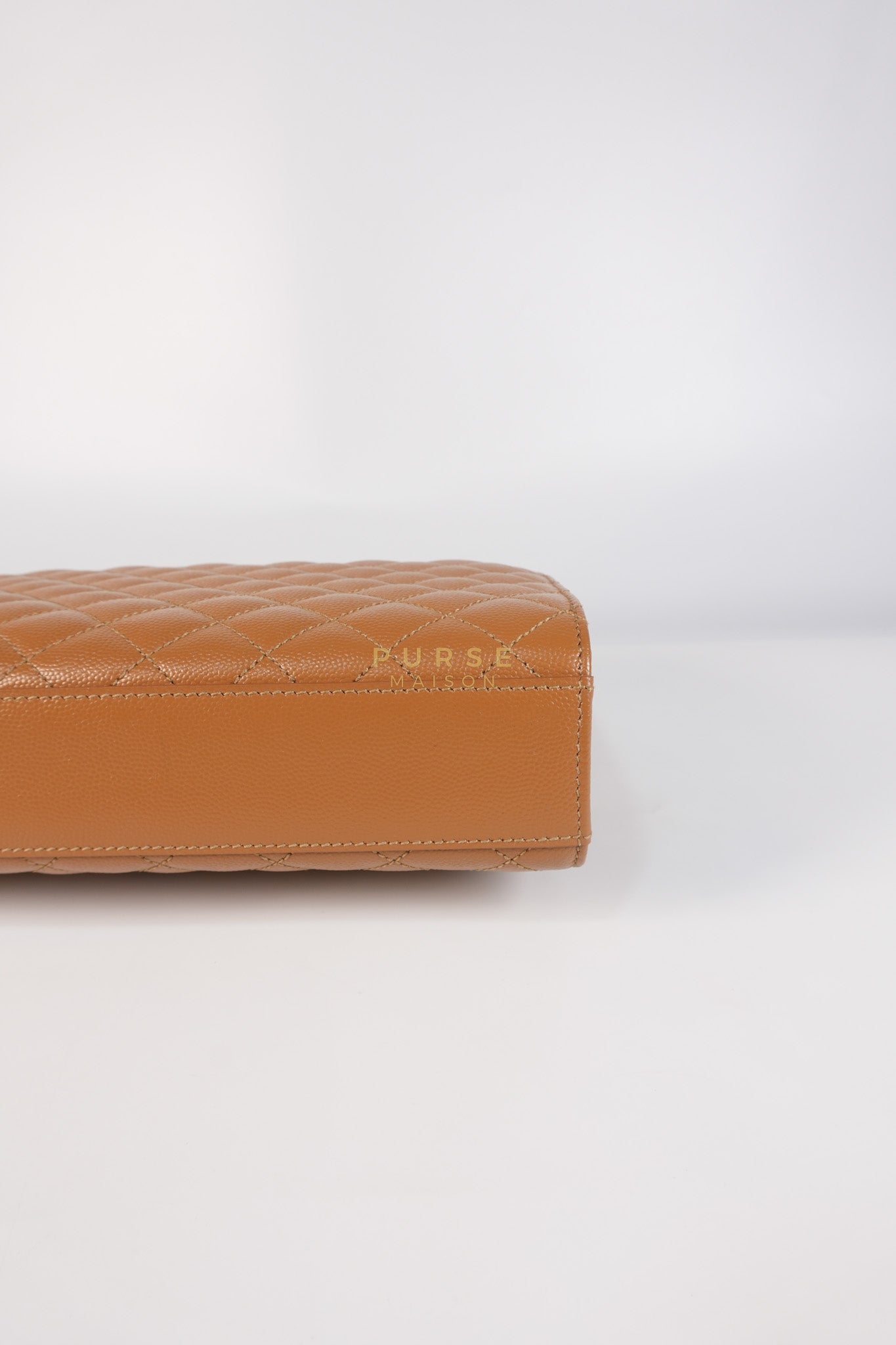 Matelasse Medium Envelope Bag in Caramel Grain de Poudre Leather | Purse Maison Luxury Bags Shop
