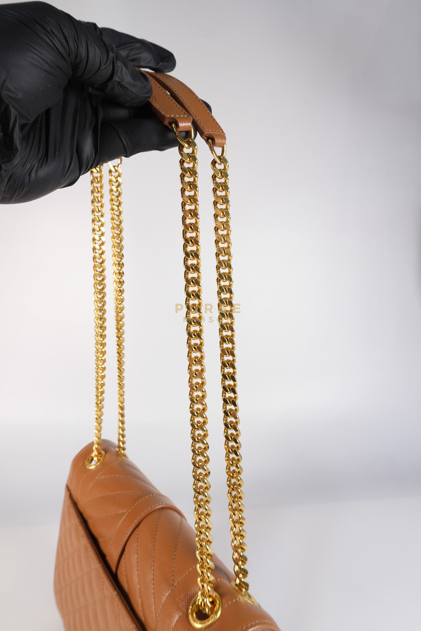 Matelasse Medium Envelope Bag in Caramel Grain de Poudre Leather | Purse Maison Luxury Bags Shop