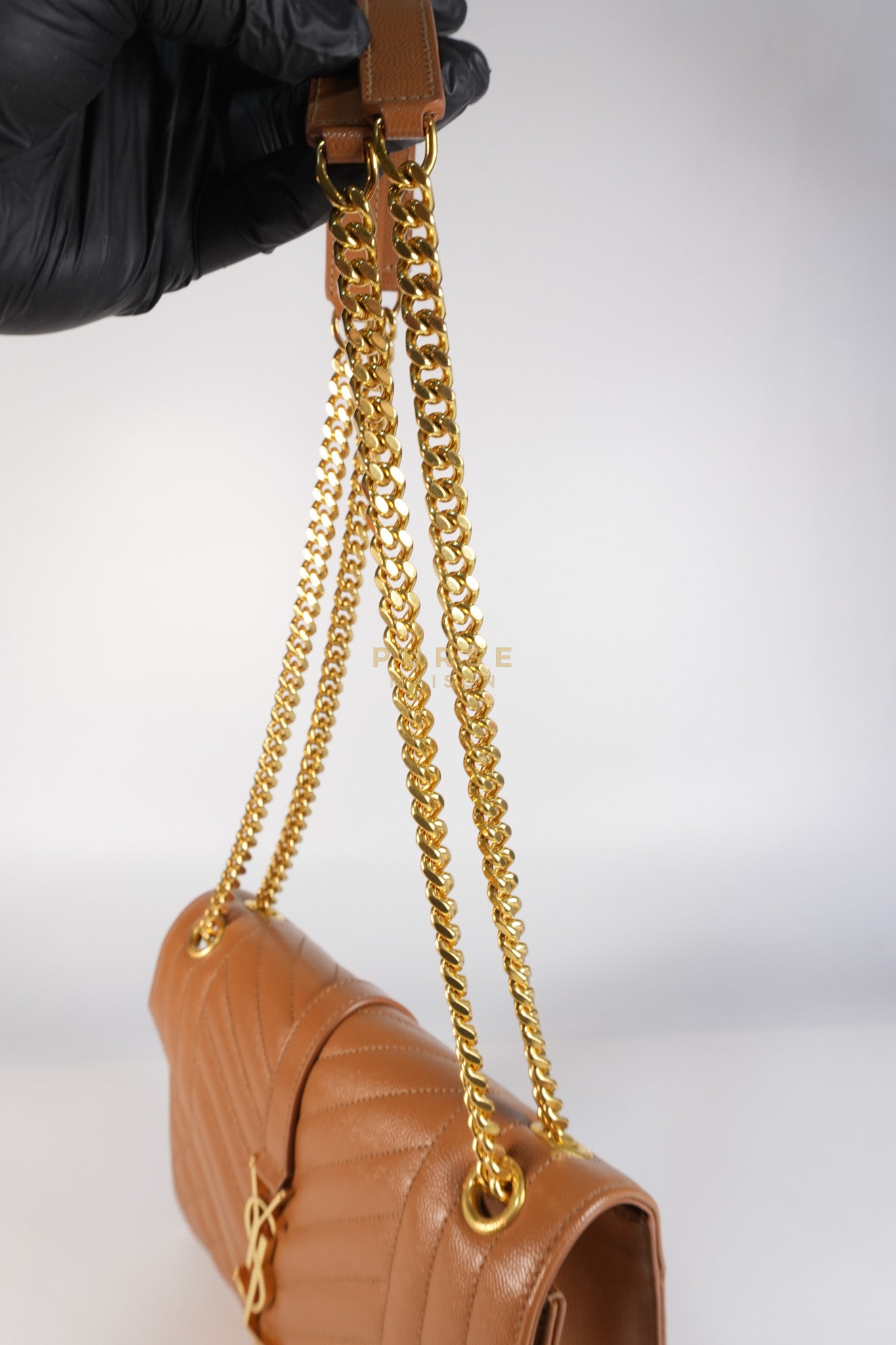 Matelasse Medium Envelope Bag in Caramel Grain de Poudre Leather | Purse Maison Luxury Bags Shop