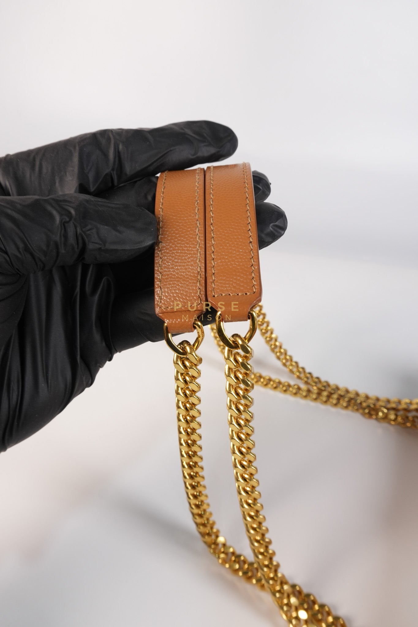 Matelasse Medium Envelope Bag in Caramel Grain de Poudre Leather | Purse Maison Luxury Bags Shop