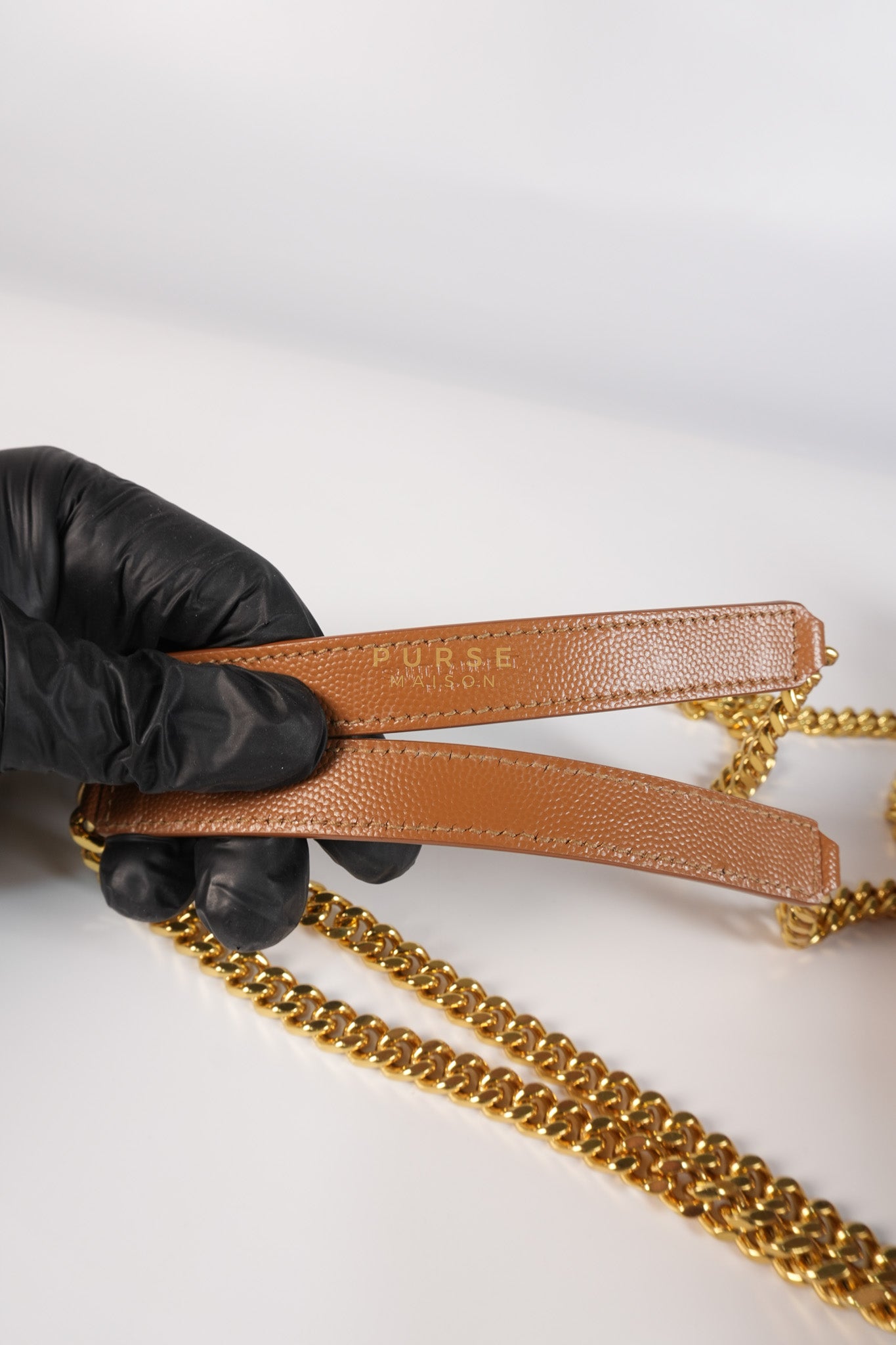 Matelasse Medium Envelope Bag in Caramel Grain de Poudre Leather | Purse Maison Luxury Bags Shop