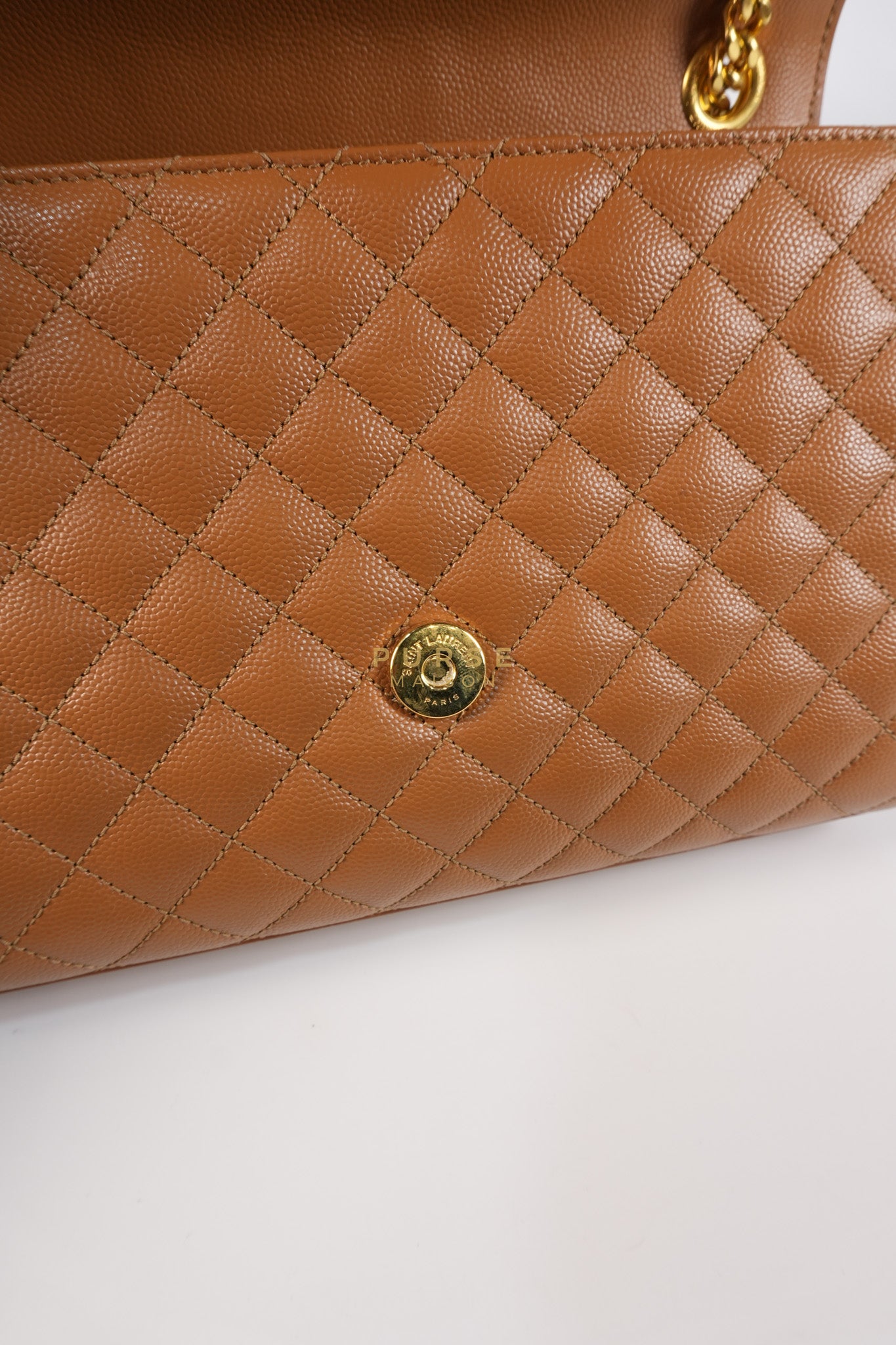 Matelasse Medium Envelope Bag in Caramel Grain de Poudre Leather | Purse Maison Luxury Bags Shop