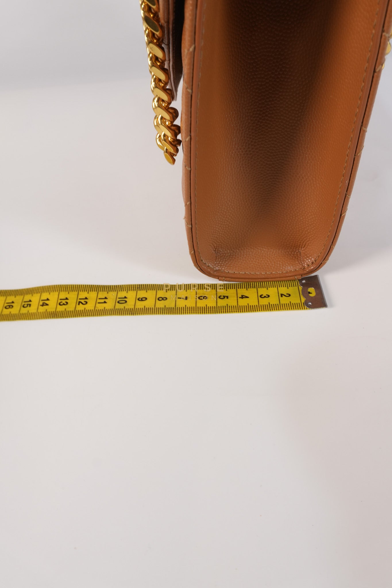 Matelasse Medium Envelope Bag in Caramel Grain de Poudre Leather | Purse Maison Luxury Bags Shop