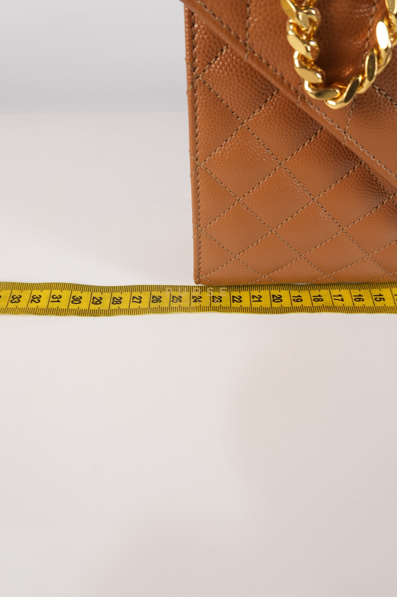 Matelasse Medium Envelope Bag in Caramel Grain de Poudre Leather | Purse Maison Luxury Bags Shop