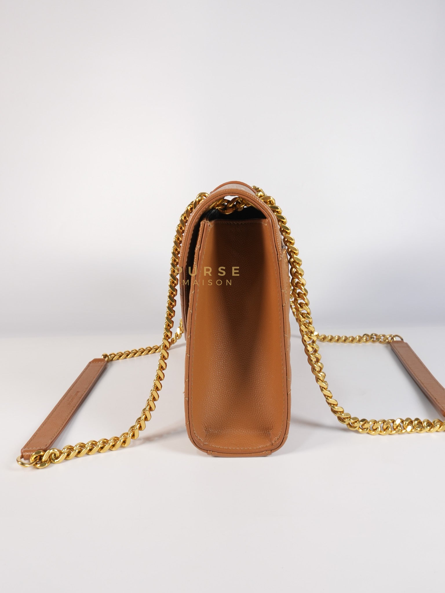 Matelasse Medium Envelope Bag in Caramel Grain de Poudre Leather | Purse Maison Luxury Bags Shop