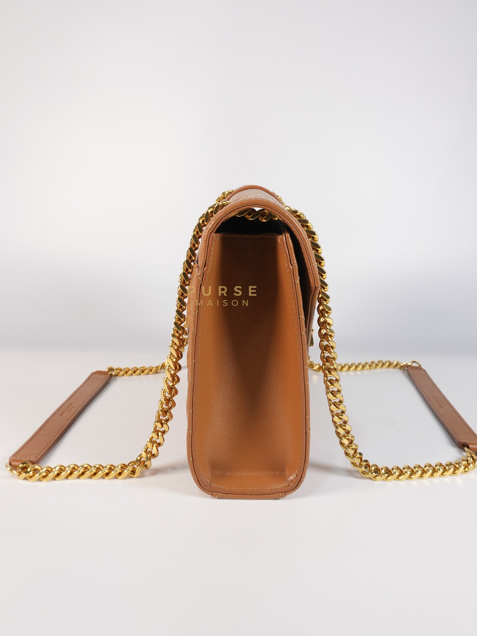 Matelasse Medium Envelope Bag in Caramel Grain de Poudre Leather | Purse Maison Luxury Bags Shop