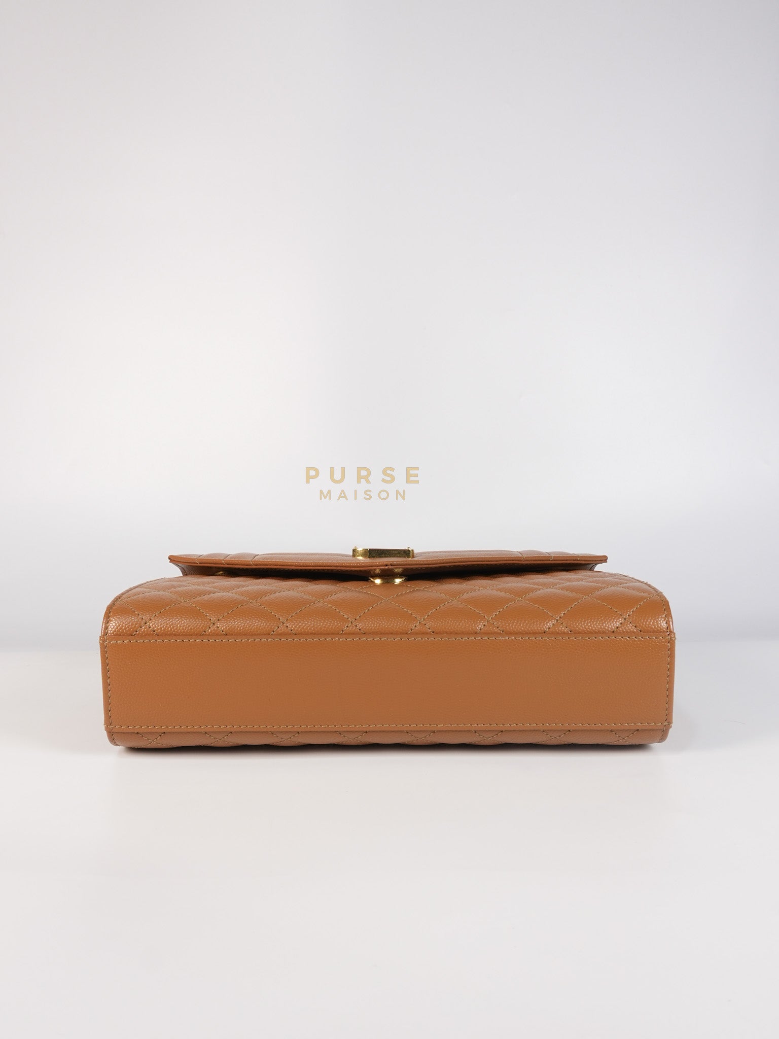 Matelasse Medium Envelope Bag in Caramel Grain de Poudre Leather | Purse Maison Luxury Bags Shop