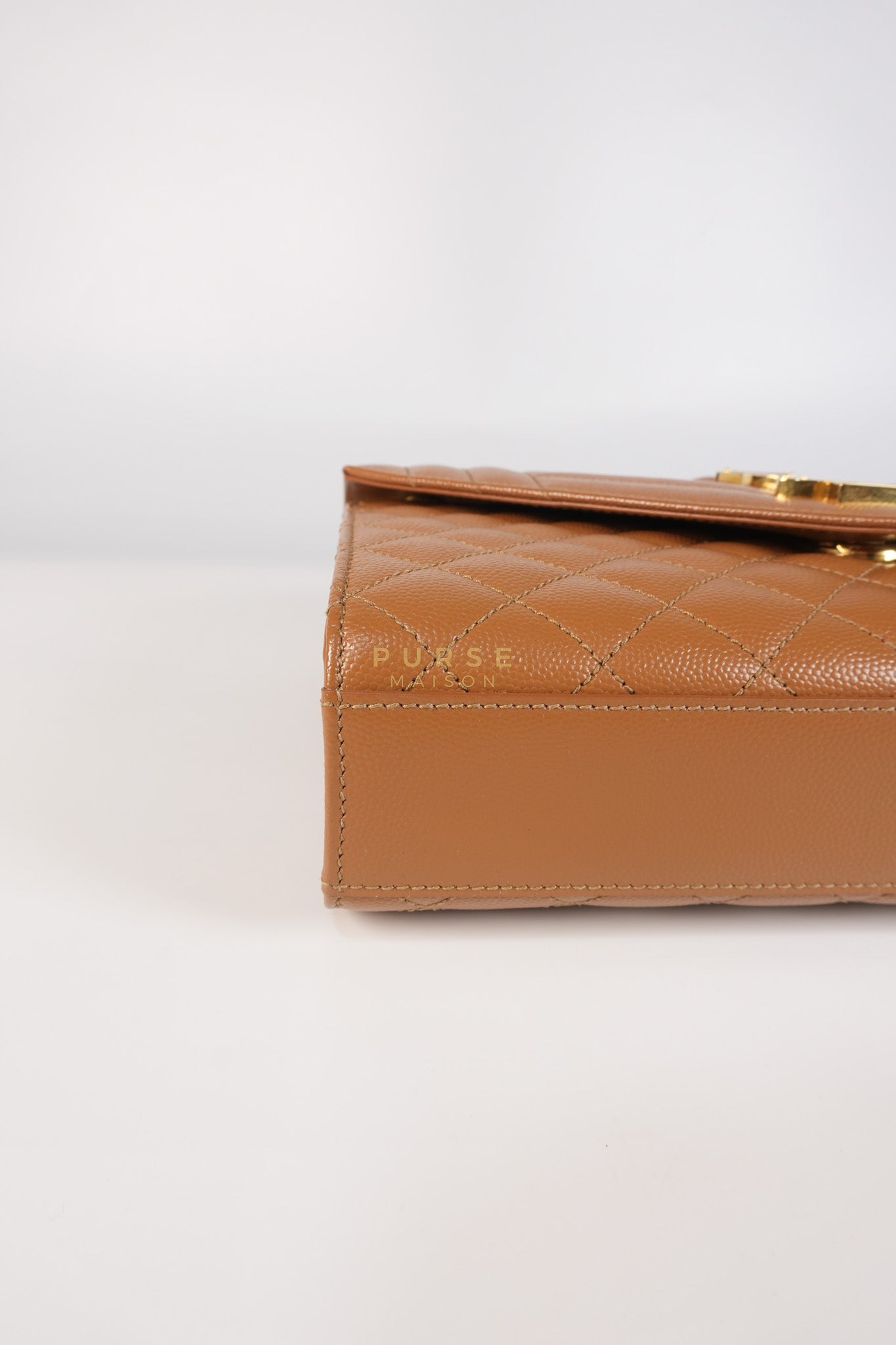 Matelasse Medium Envelope Bag in Caramel Grain de Poudre Leather | Purse Maison Luxury Bags Shop