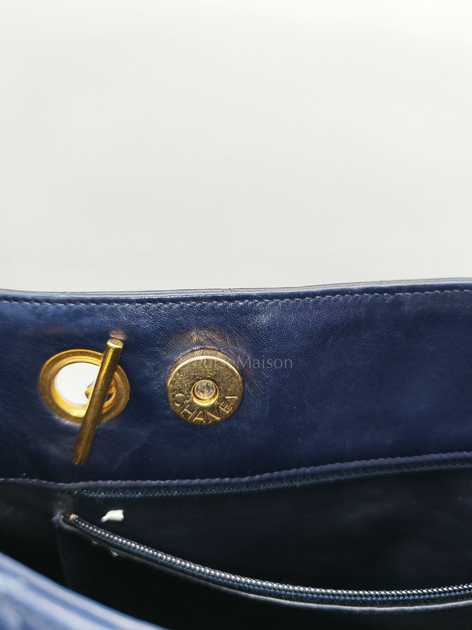 Matelasse Vintage Navy Blue Lambskin Leather Gold Hardware Shoulder Bag Series 2 | Purse Maison Luxury Bags Shop