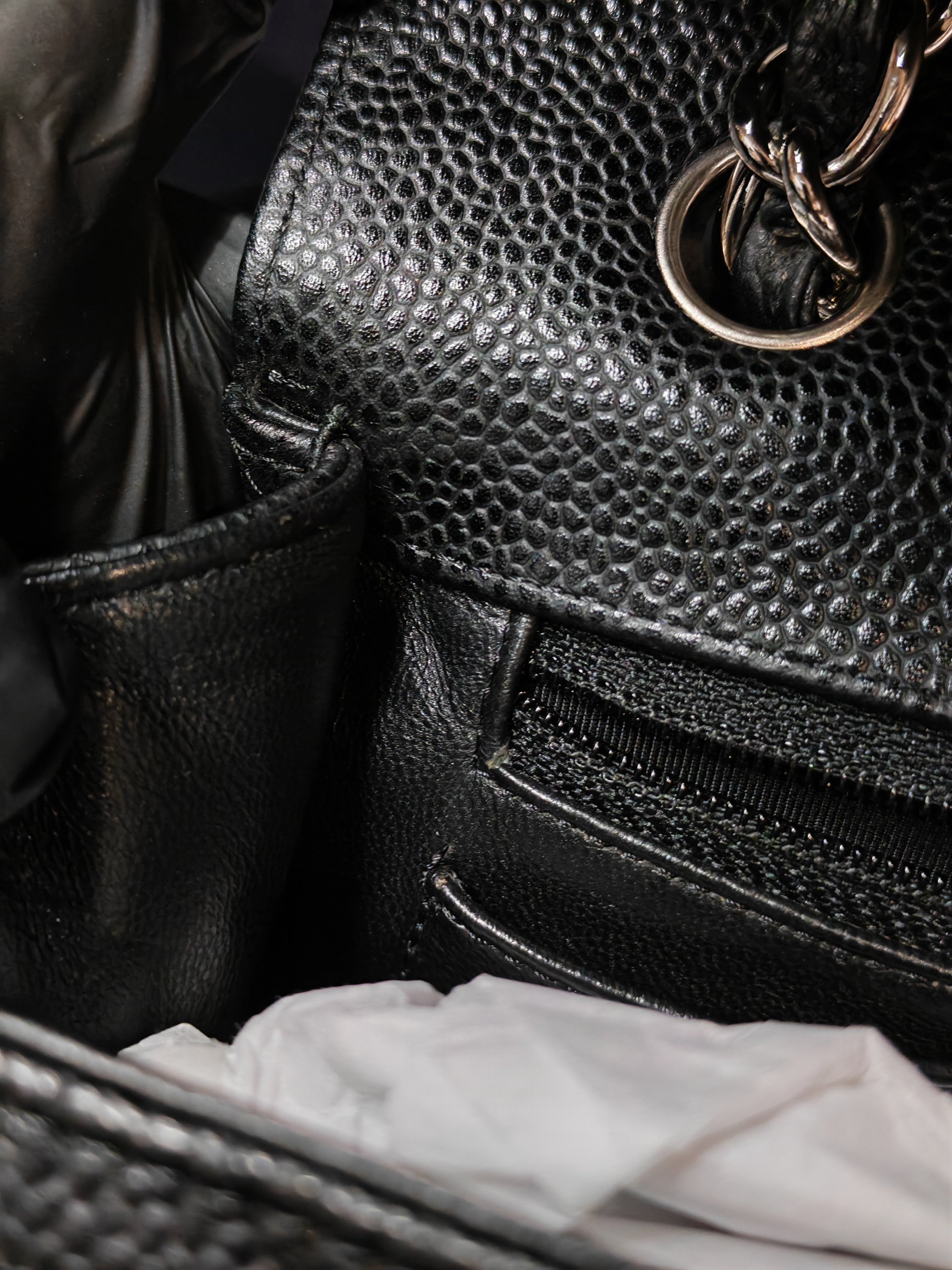 Maxi Single Flap in Black Quilted Caviar Leather and Silver Hardware Series 13 | Purse Maison Luxury Bags Shop