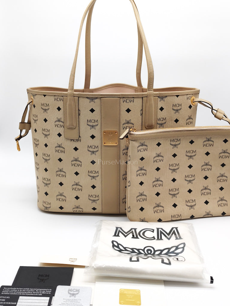 Liz Reversible Beige Shopping Tote Bag | Purse Maison Luxury Bags Shop