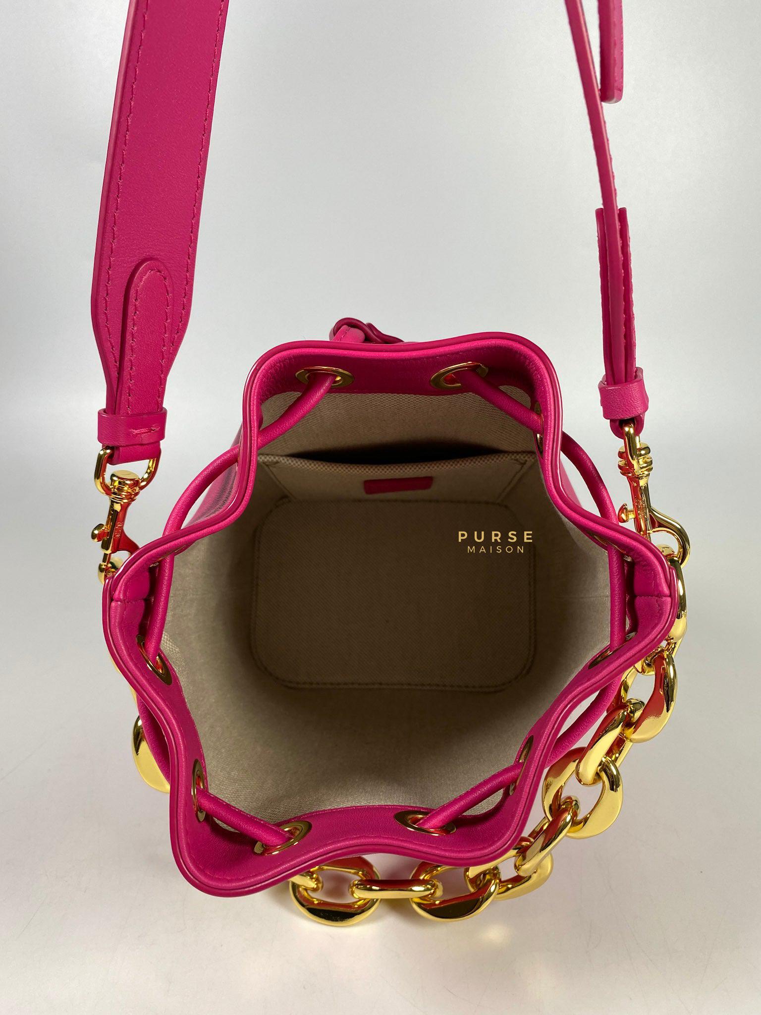 MCM Mini Chain Drawstring Beetroot Pink Bag