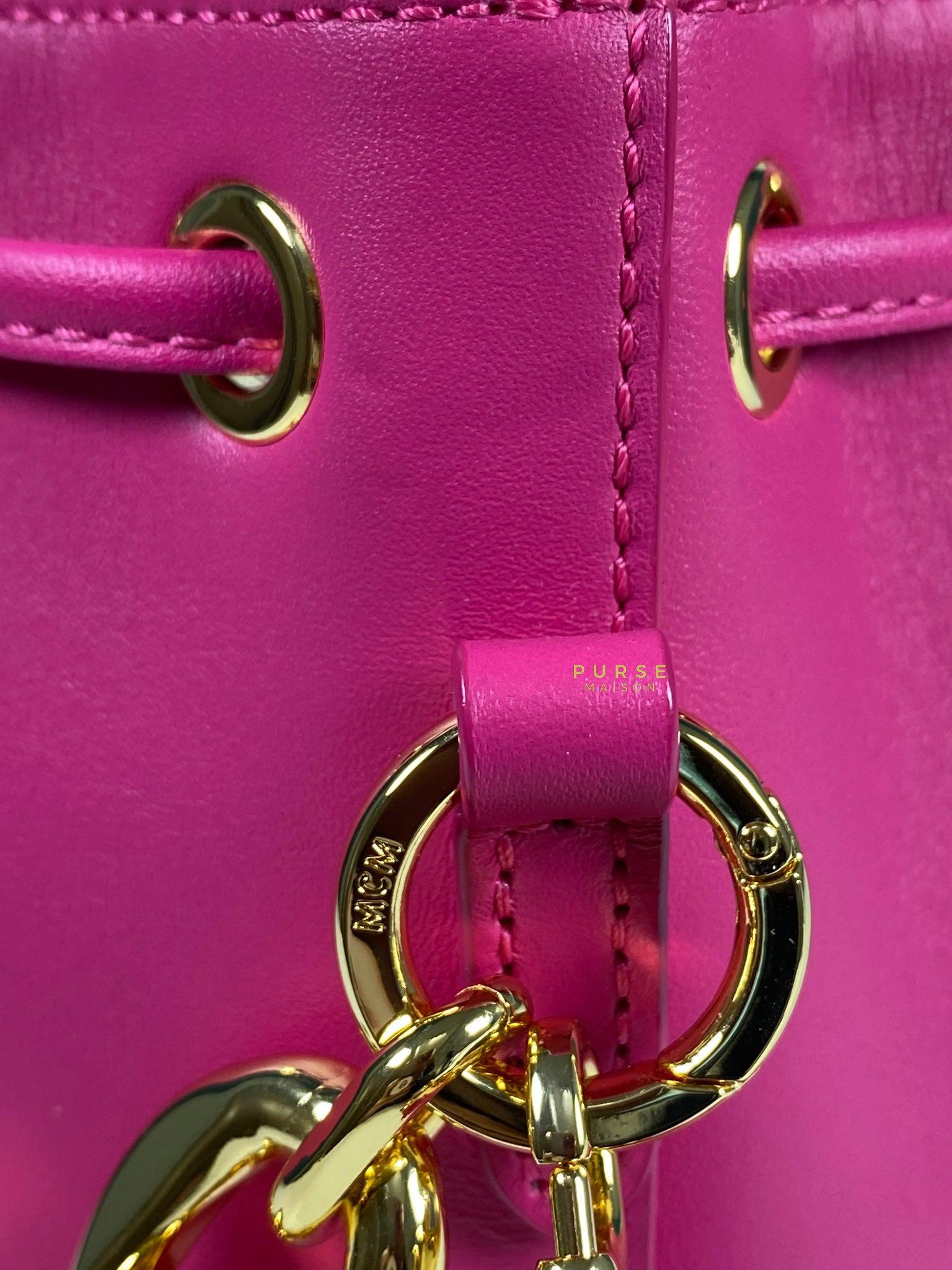 MCM Mini Chain Drawstring Beetroot Pink Bag