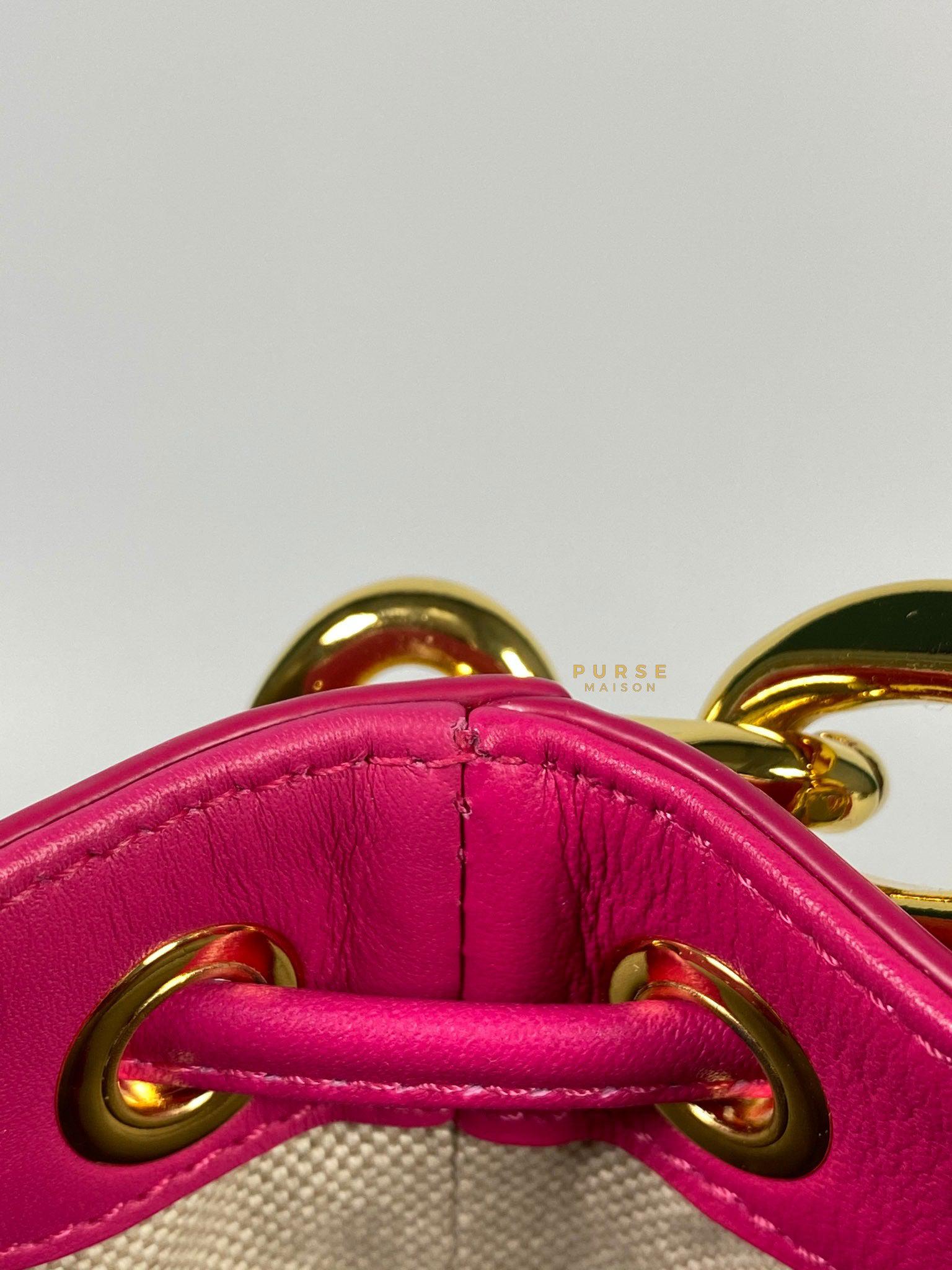 MCM Mini Chain Drawstring Beetroot Pink Bag