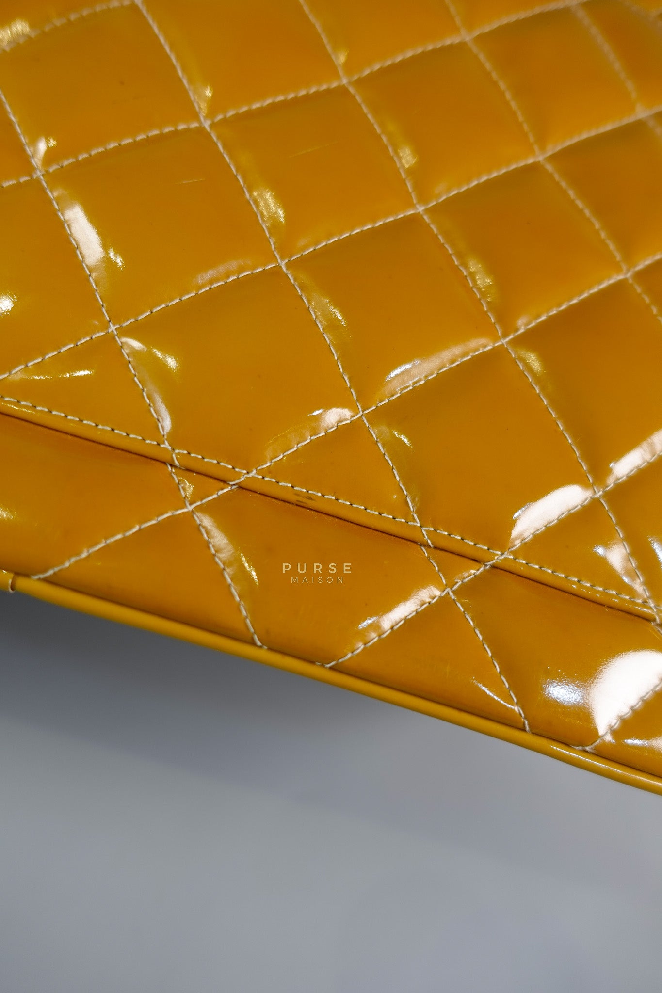 Medallion Yellow Mustard Vintage Patent Leather Handbag and Gold Hardware Series 7 | Purse Maison Luxury Bags Shop