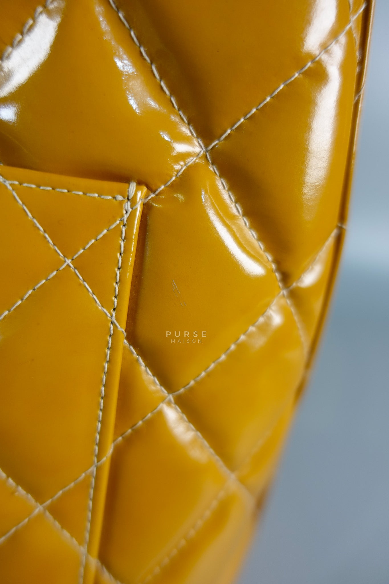 Medallion Yellow Mustard Vintage Patent Leather Handbag and Gold Hardware Series 7 | Purse Maison Luxury Bags Shop