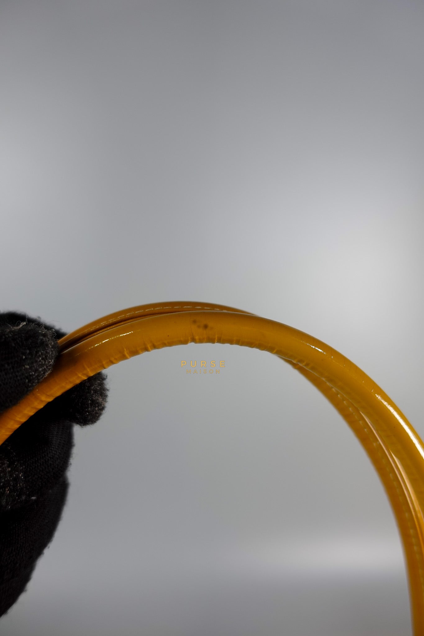 Medallion Yellow Mustard Vintage Patent Leather Handbag and Gold Hardware Series 7 | Purse Maison Luxury Bags Shop