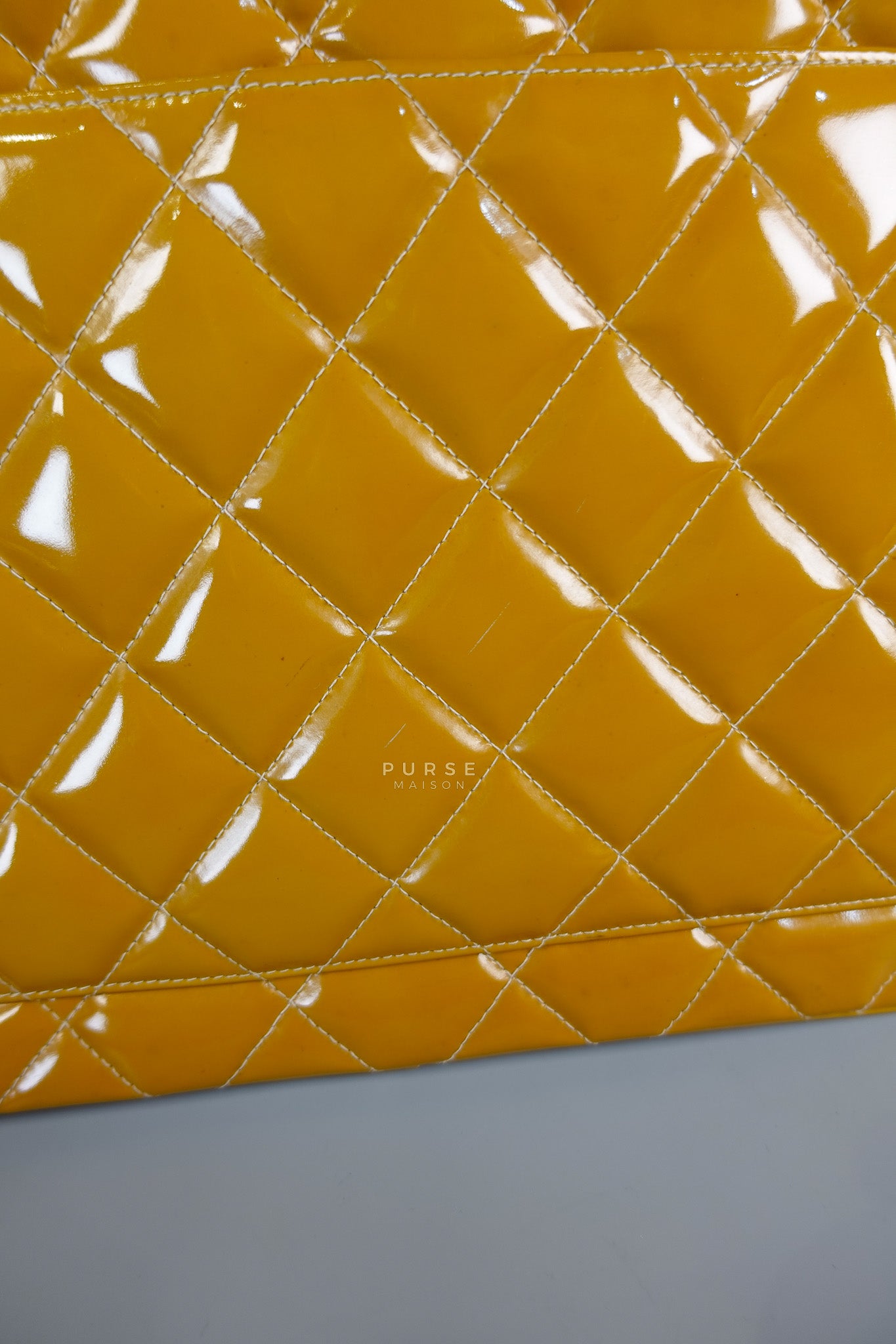 Medallion Yellow Mustard Vintage Patent Leather Handbag and Gold Hardware Series 7 | Purse Maison Luxury Bags Shop