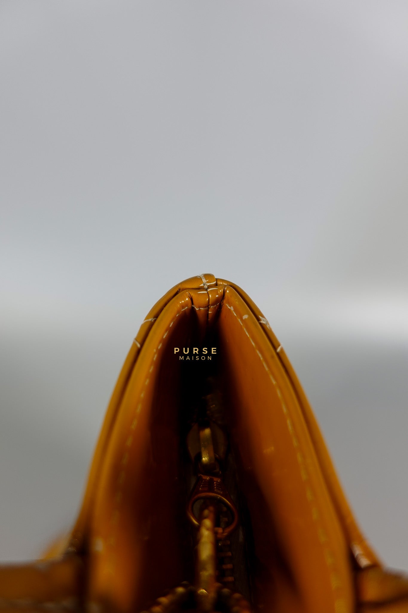 Medallion Yellow Mustard Vintage Patent Leather Handbag and Gold Hardware Series 7 | Purse Maison Luxury Bags Shop