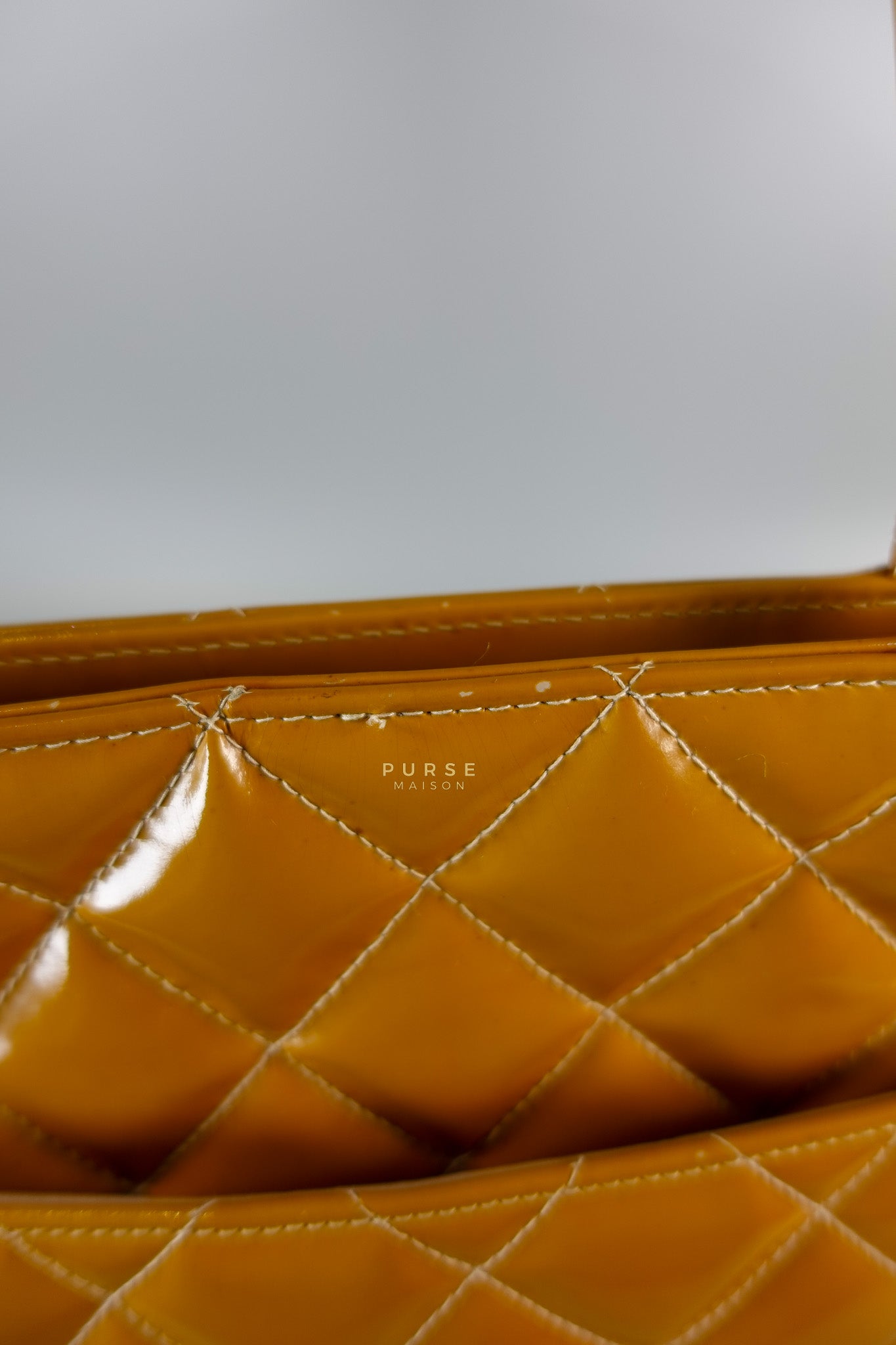 Medallion Yellow Mustard Vintage Patent Leather Handbag and Gold Hardware Series 7 | Purse Maison Luxury Bags Shop