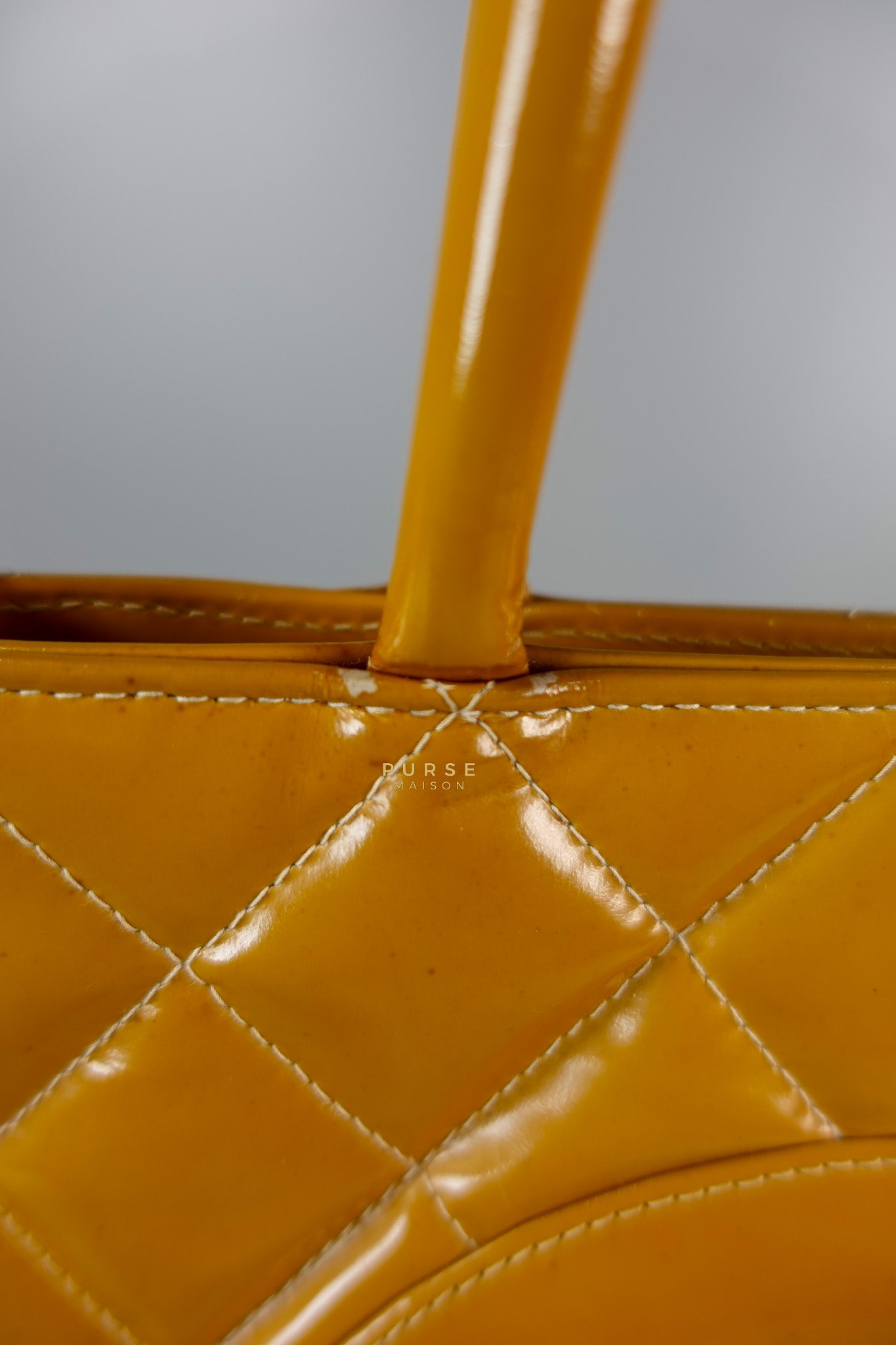 Medallion Yellow Mustard Vintage Patent Leather Handbag and Gold Hardware Series 7 | Purse Maison Luxury Bags Shop
