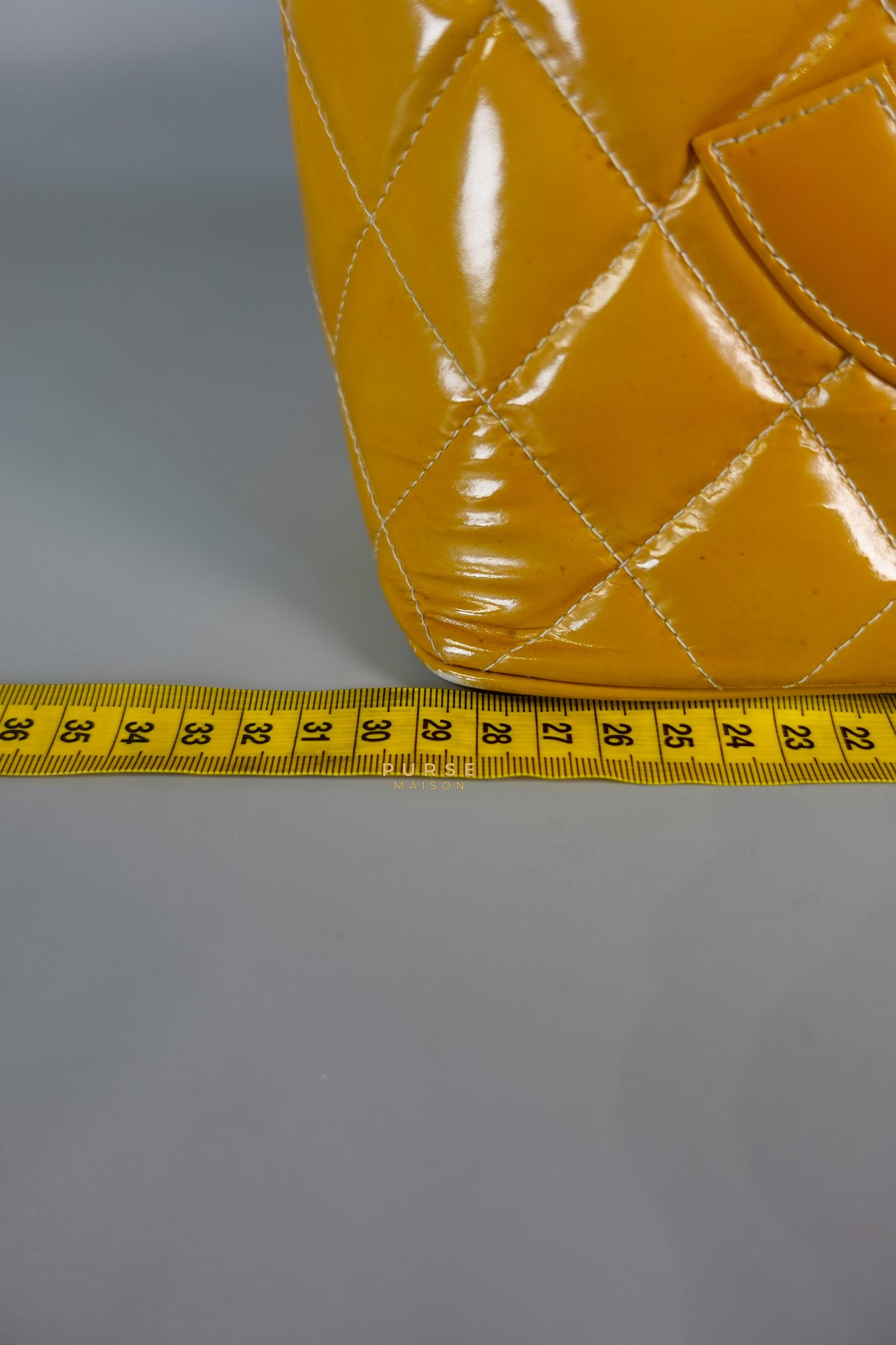 Medallion Yellow Mustard Vintage Patent Leather Handbag and Gold Hardware Series 7 | Purse Maison Luxury Bags Shop