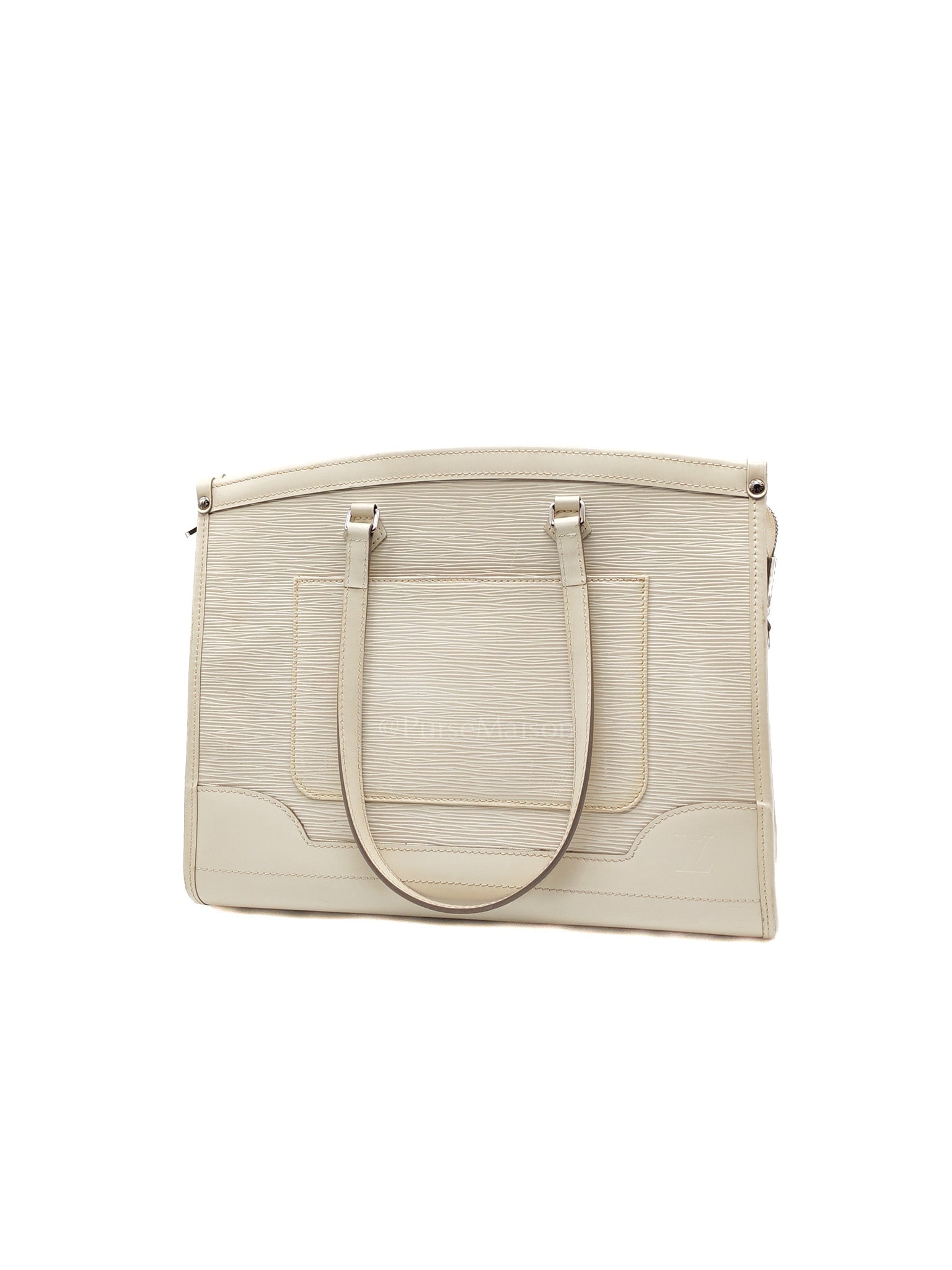 Medeleine GM Bag in White Epi Leather & Silver Hardware (Datecode: AR1099) | Purse Maison Luxury Bags Shop