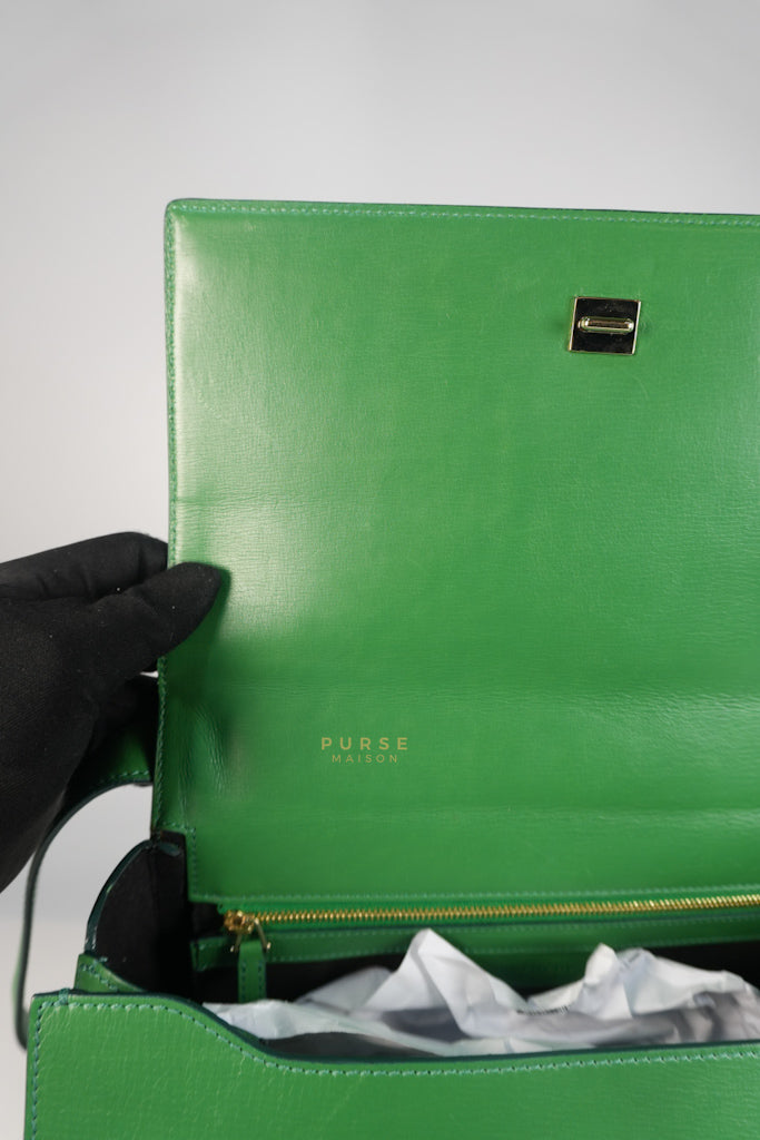 Medium Pandora Box in Green Calfskin Leather | Purse Maison Luxury Bags Shop
