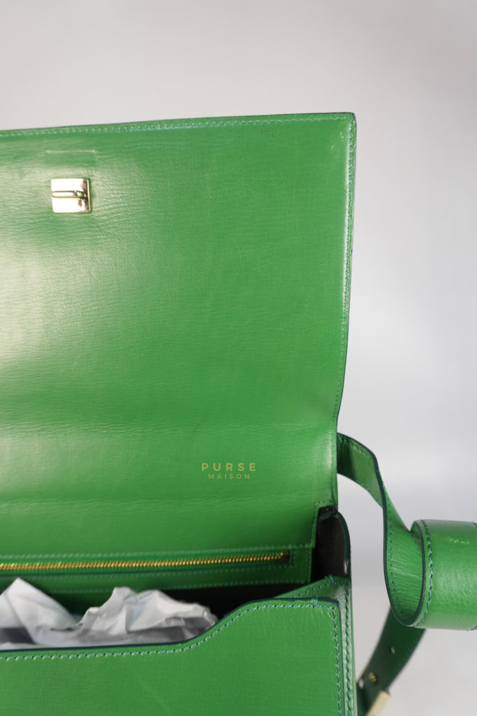 Medium Pandora Box in Green Calfskin Leather | Purse Maison Luxury Bags Shop