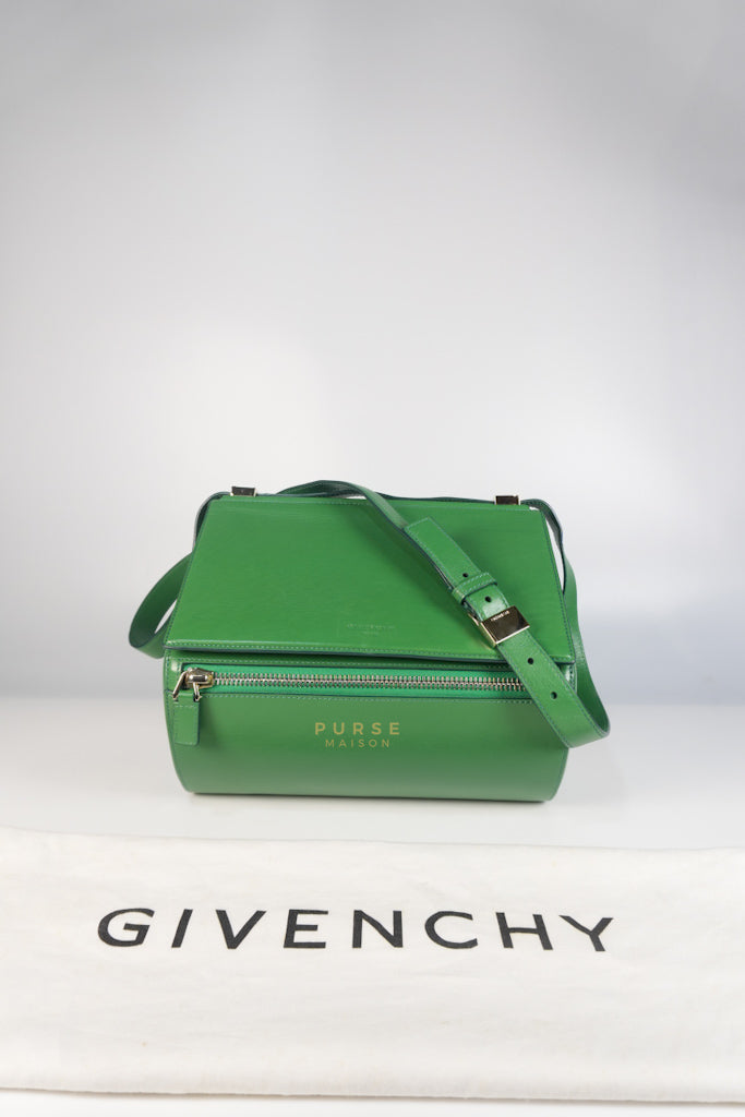 Medium Pandora Box in Green Calfskin Leather | Purse Maison Luxury Bags Shop