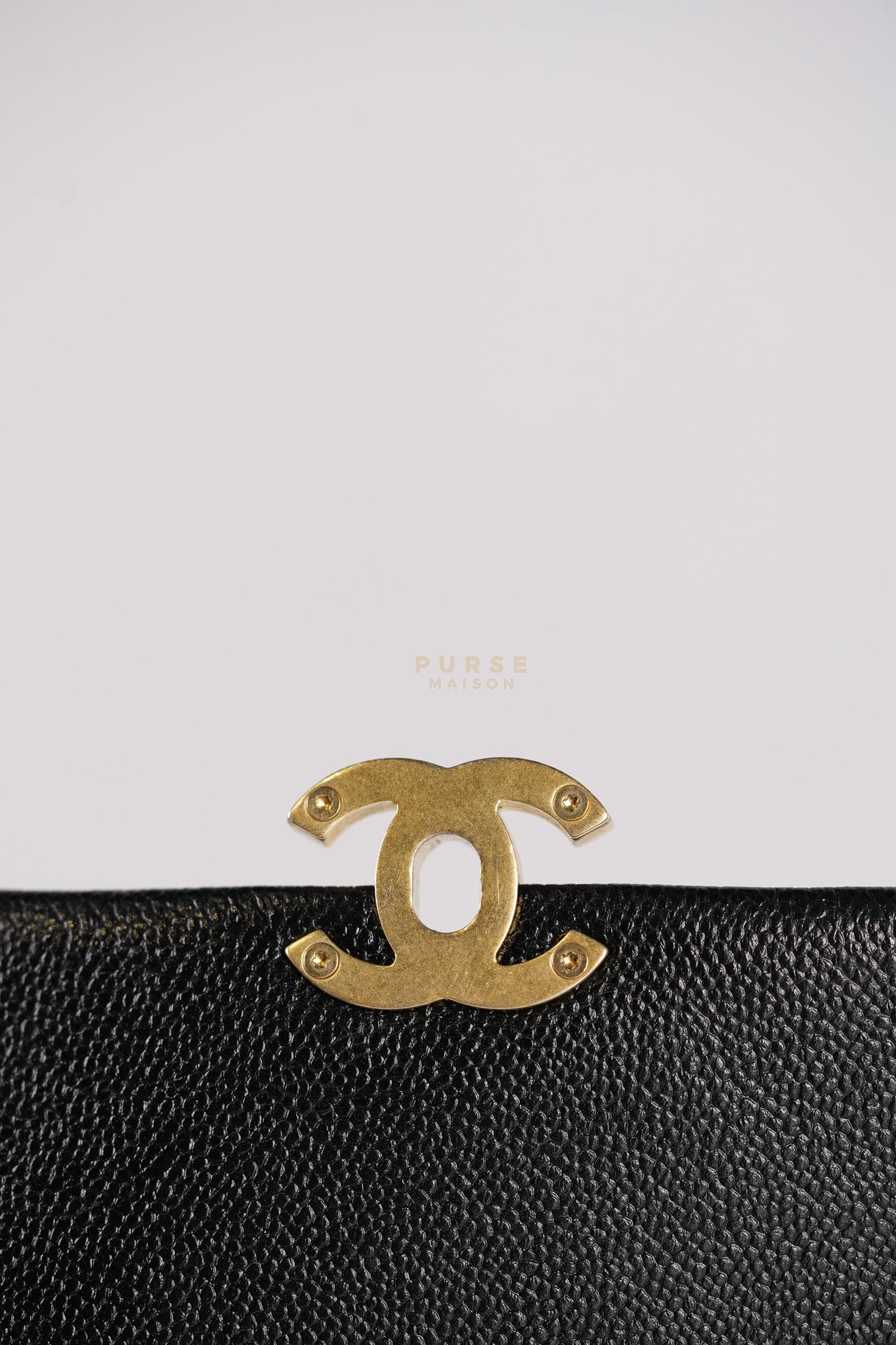 Melody Flap Bag in Shiny Caviar Leather and Aged Gold Hardware (Microchip) | Purse Maison Luxury Bags Shop