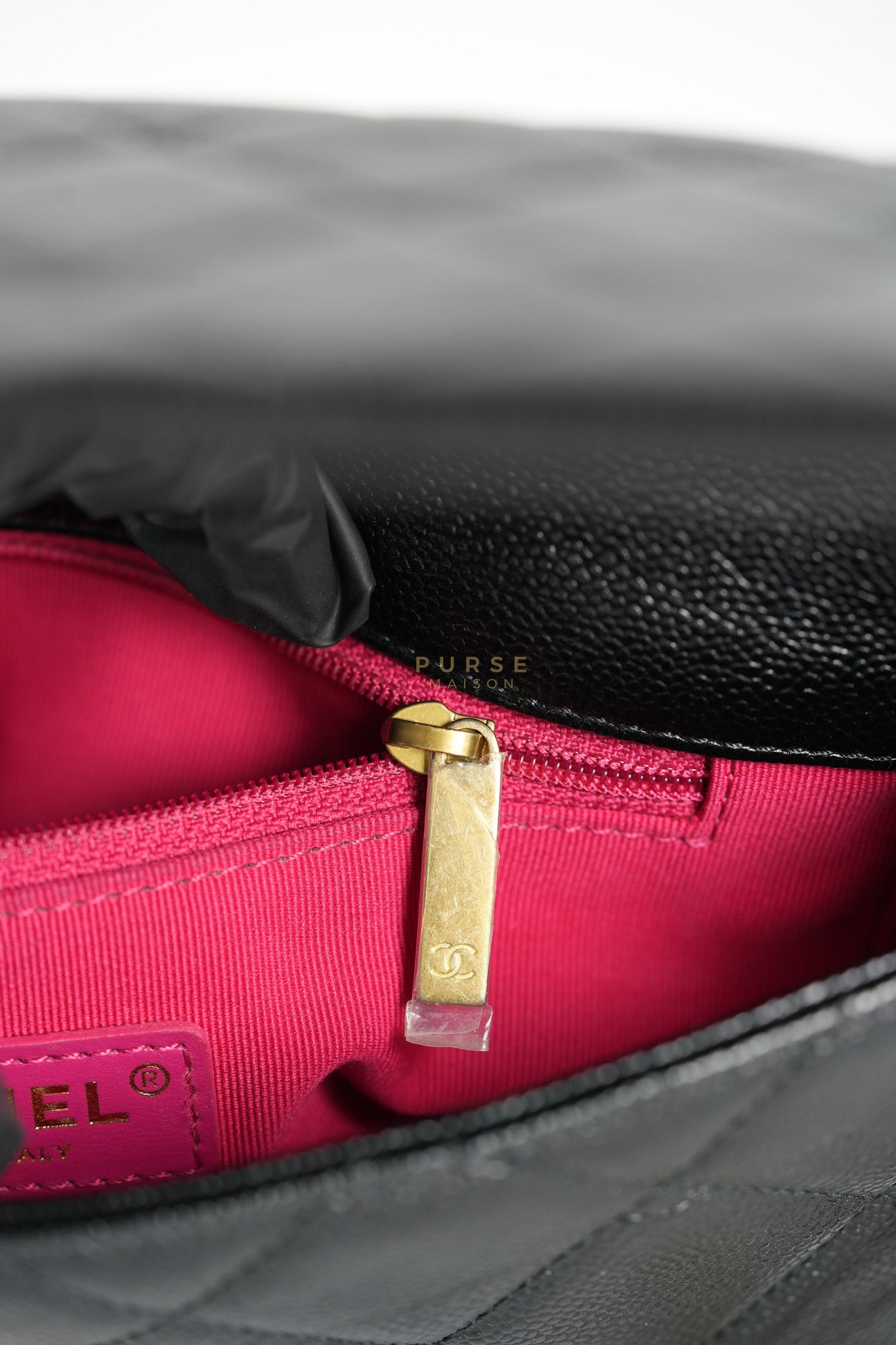 Melody Flap Bag in Shiny Caviar Leather and Aged Gold Hardware (Microchip) | Purse Maison Luxury Bags Shop