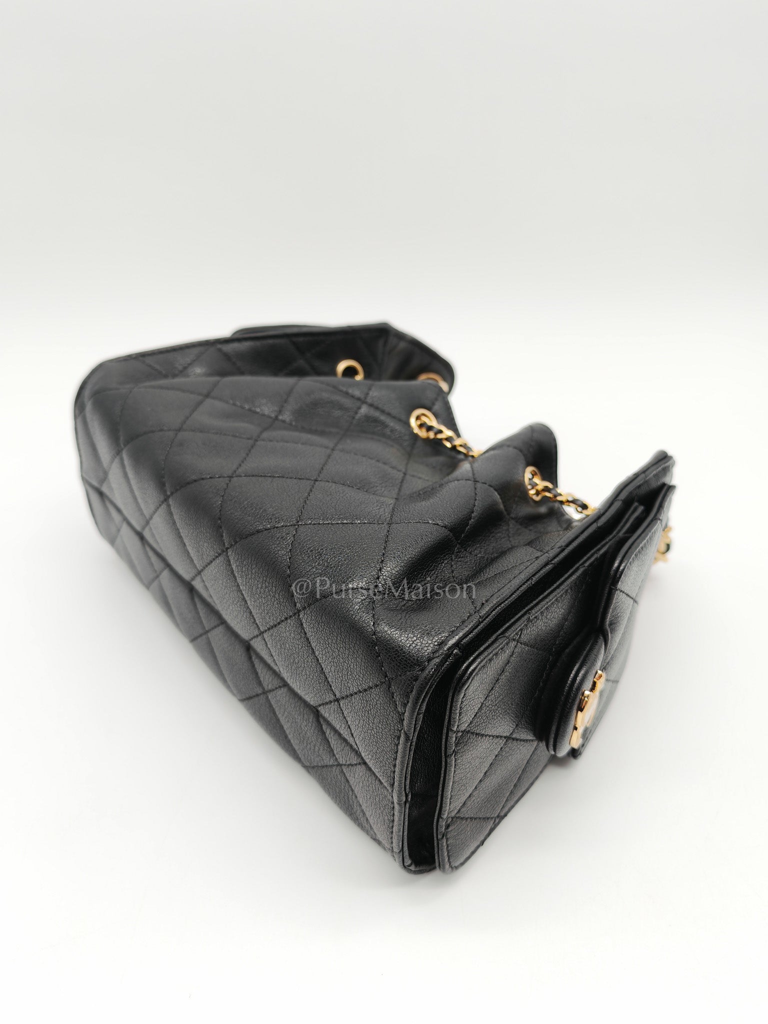 25 Mini in Black Grained Calfskin Leather & Gold Hardware Microchip
