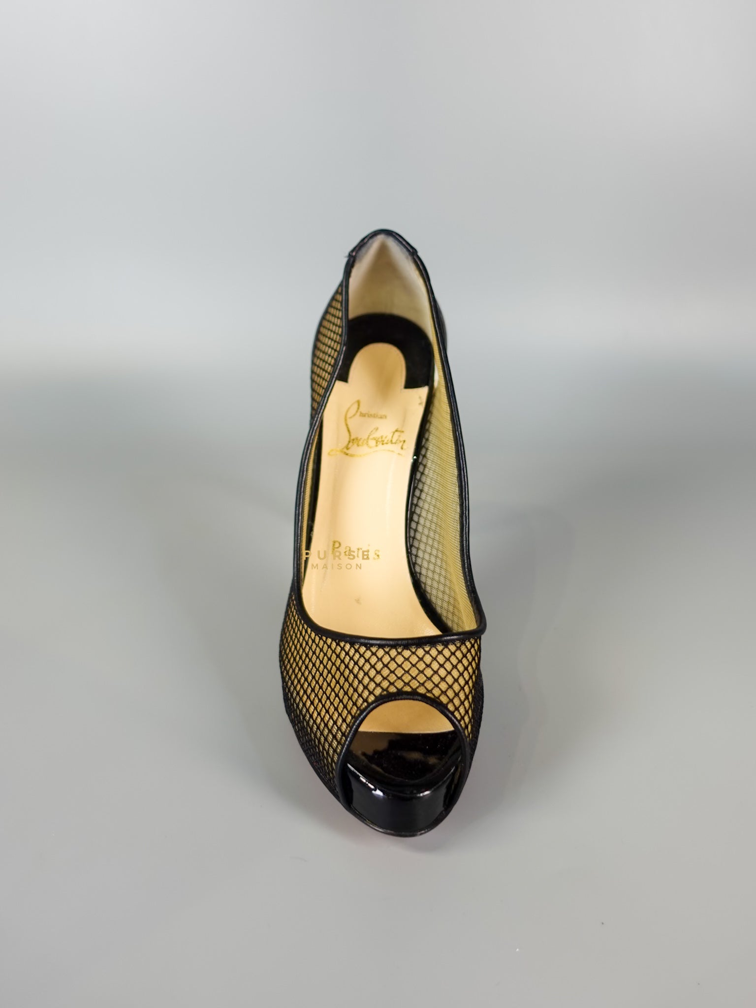 Mesh Black Leather Platform Pumps (Size 36EU 22.2cm) | Purse Maison Luxury Bags Shop