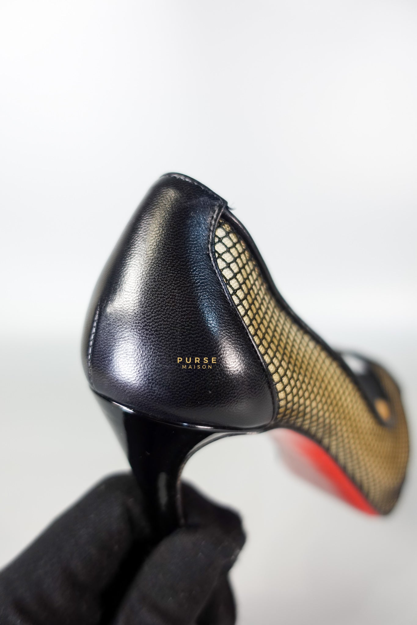 Mesh Black Leather Platform Pumps (Size 36EU 22.2cm) | Purse Maison Luxury Bags Shop