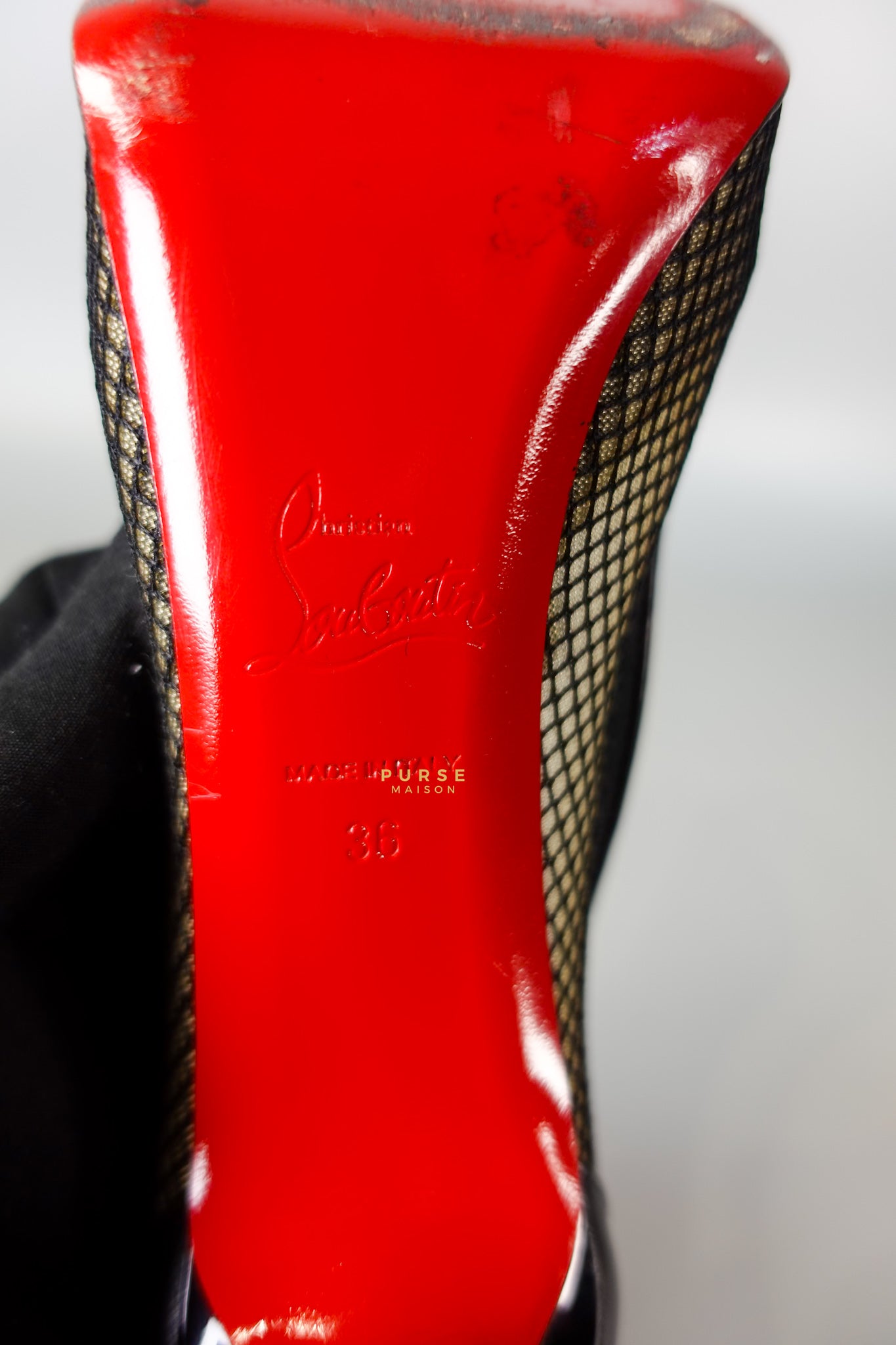 Mesh Black Leather Platform Pumps (Size 36EU 22.2cm) | Purse Maison Luxury Bags Shop