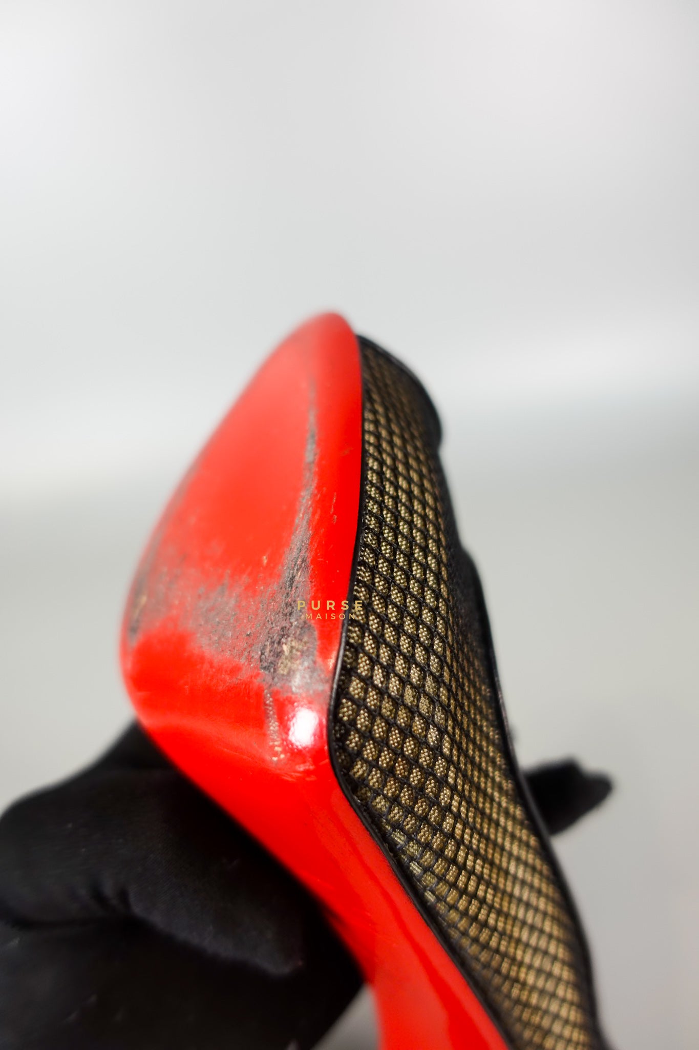 Mesh Black Leather Platform Pumps (Size 36EU 22.2cm) | Purse Maison Luxury Bags Shop