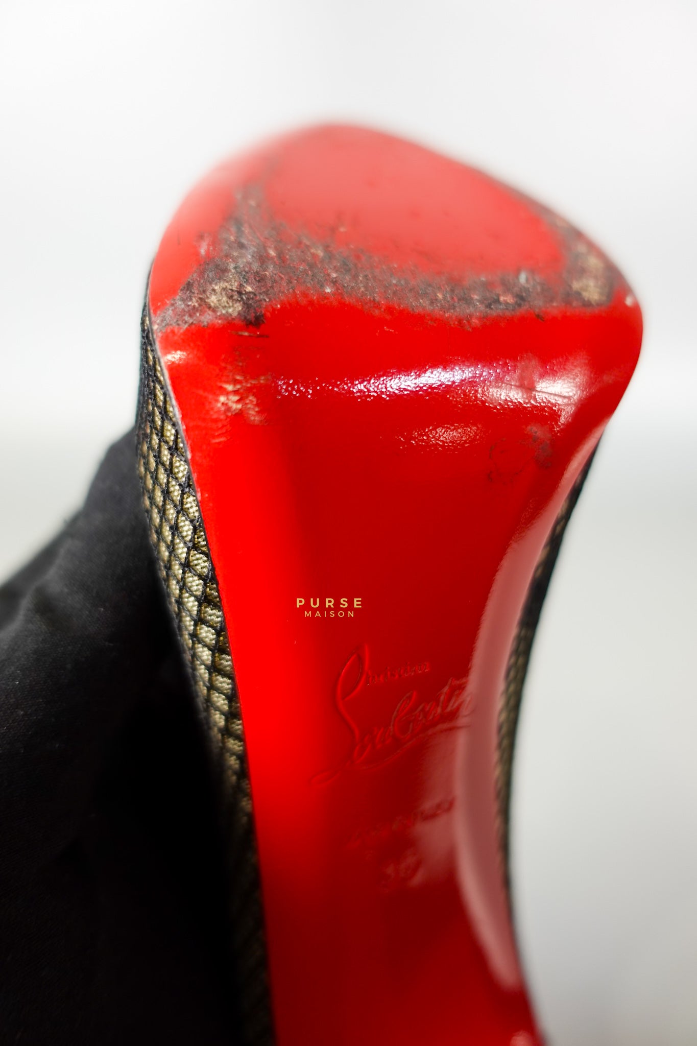 Mesh Black Leather Platform Pumps (Size 36EU 22.2cm) | Purse Maison Luxury Bags Shop